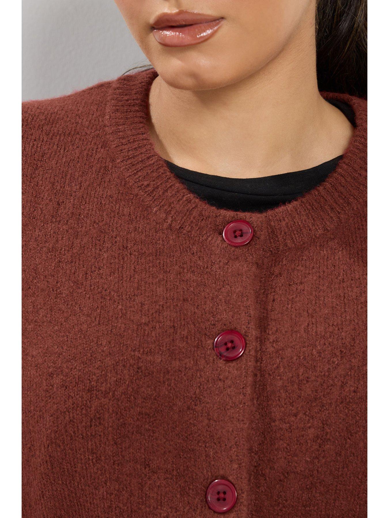 Image 4 of 4 of Yours Womens Curve Button-Through Cardigan - Red