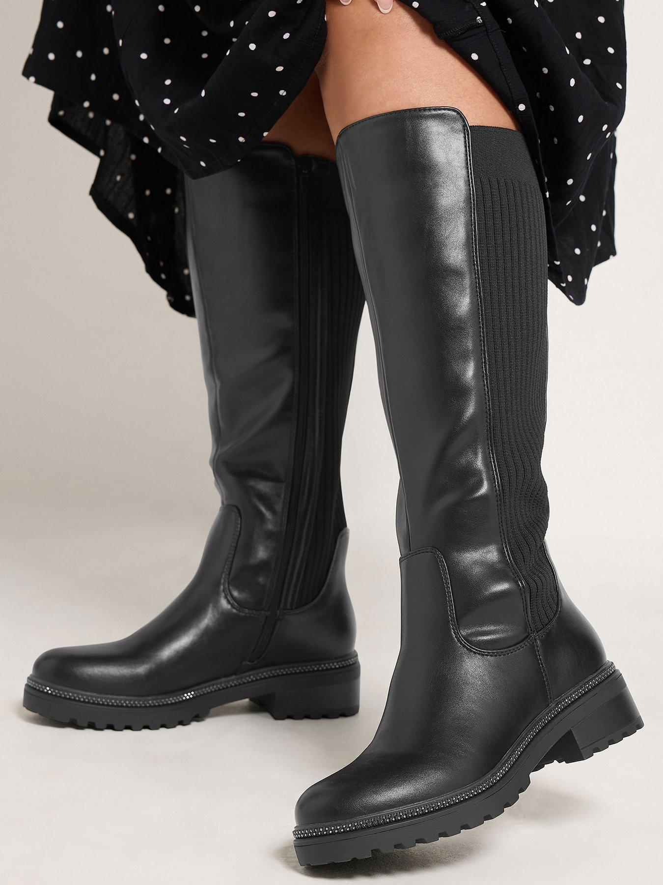 Image 1 of 3 of Yours Womens Extra Wide Fit Elasticated Back Boots - Black