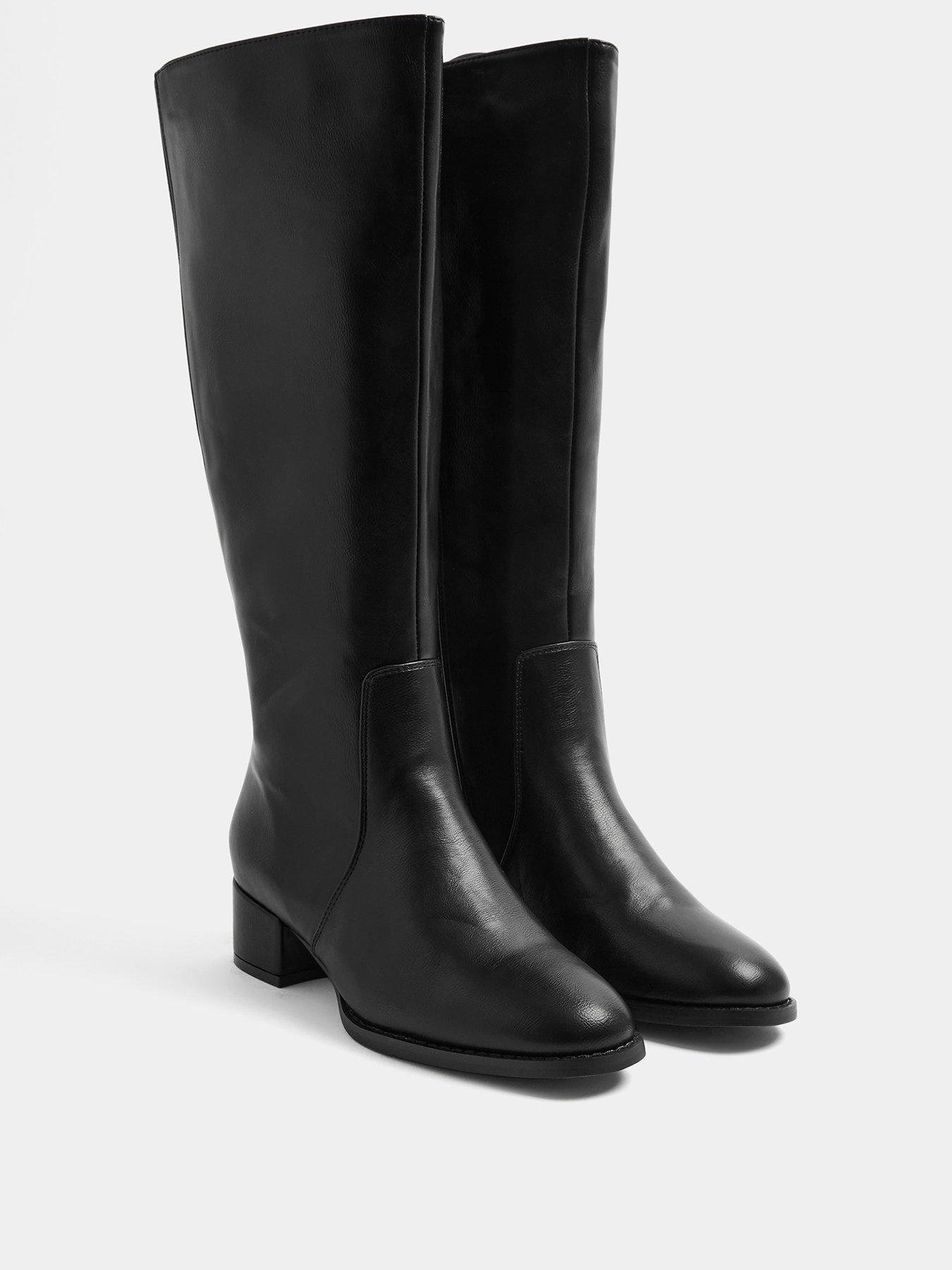 Image 2 of 4 of Yours Womens Extra Wide Fit Low Block Long Boot - Black
