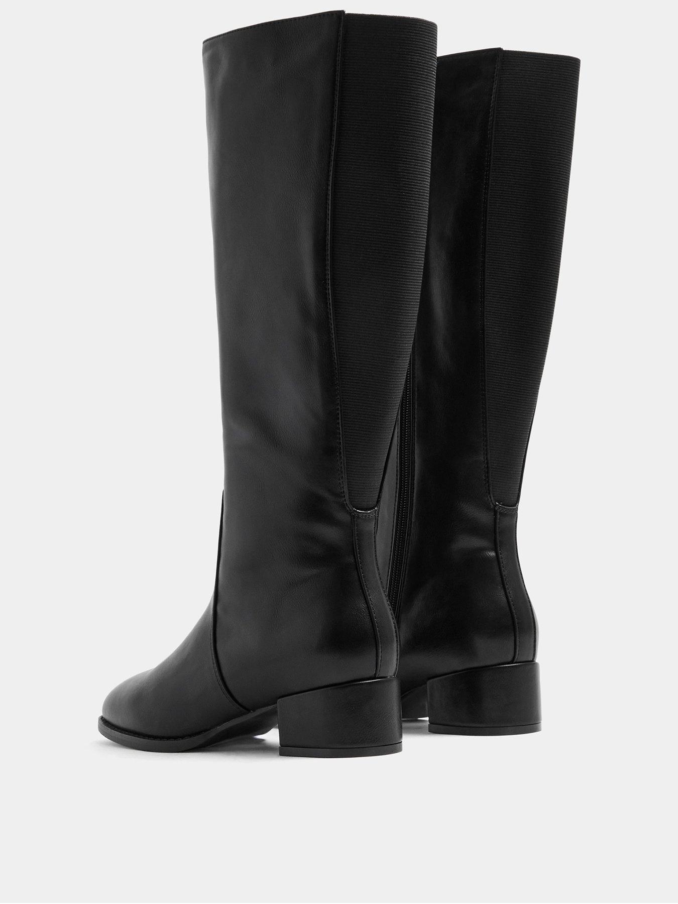 Image 3 of 4 of Yours Womens Extra Wide Fit Low Block Long Boot - Black