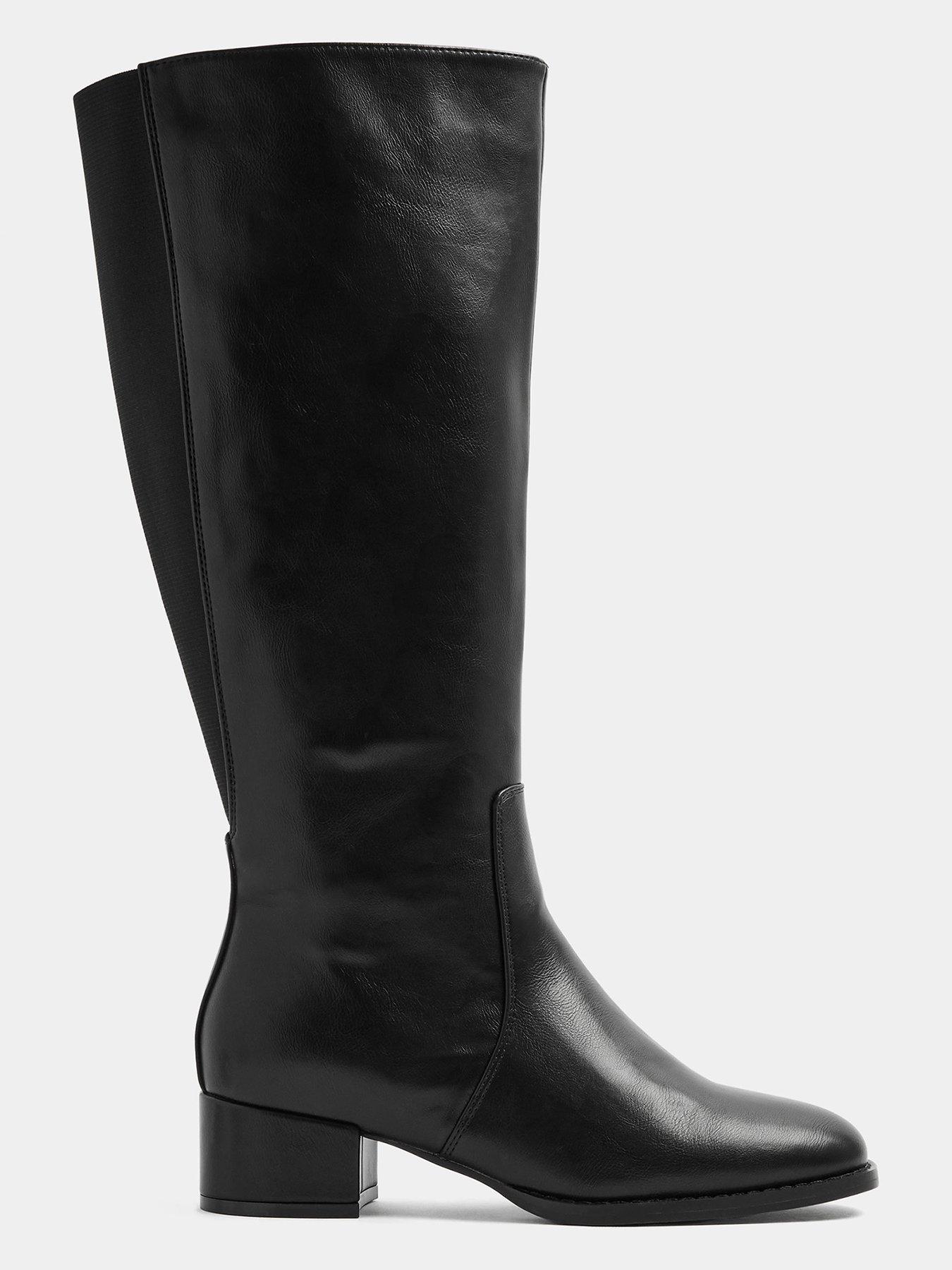 Image 4 of 4 of Yours Womens Extra Wide Fit Low Block Long Boot - Black