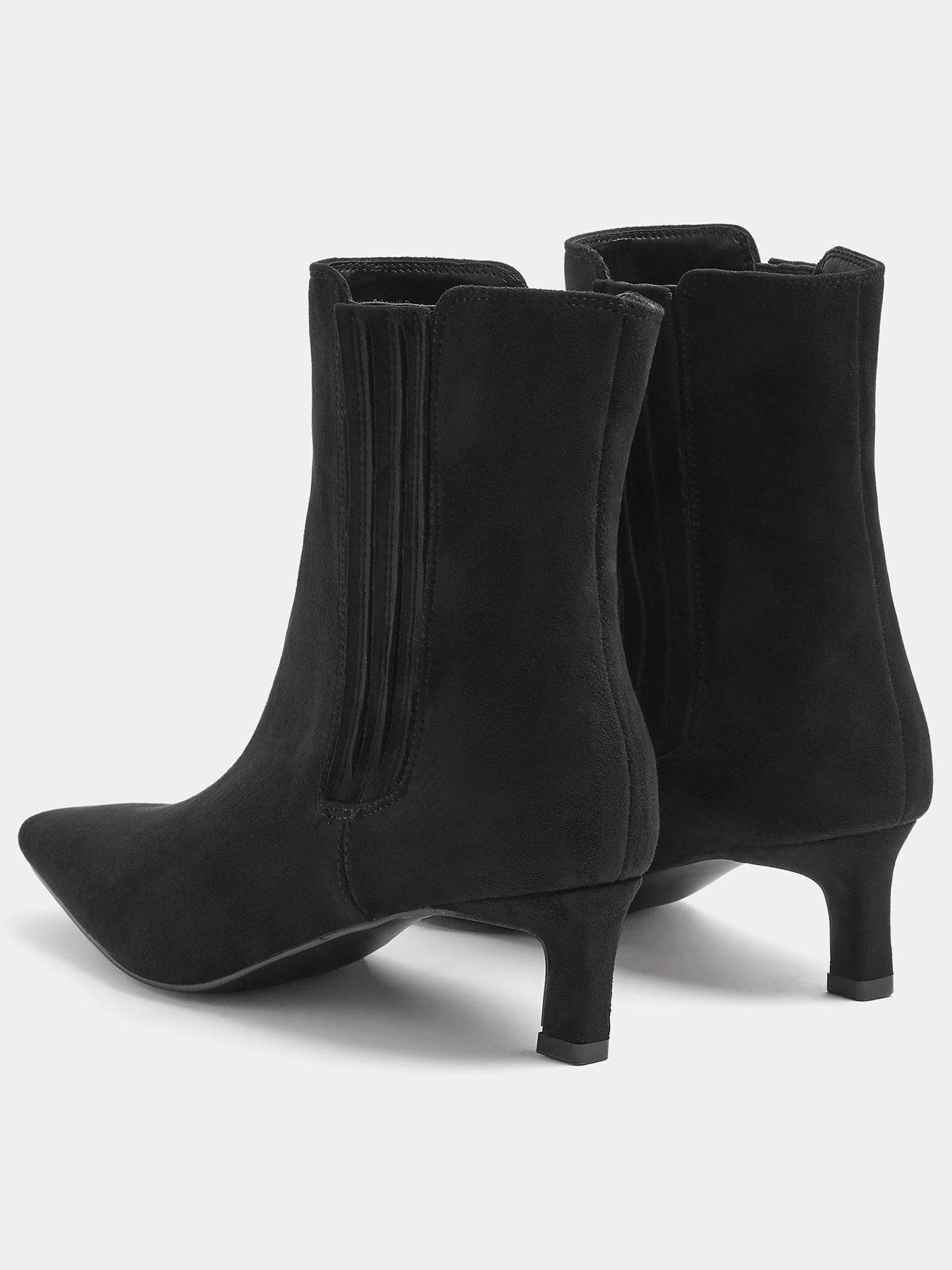 Image 3 of 4 of Long Tall Sally Tall Square Toe Kitten Heel Chelsea Boots - Black