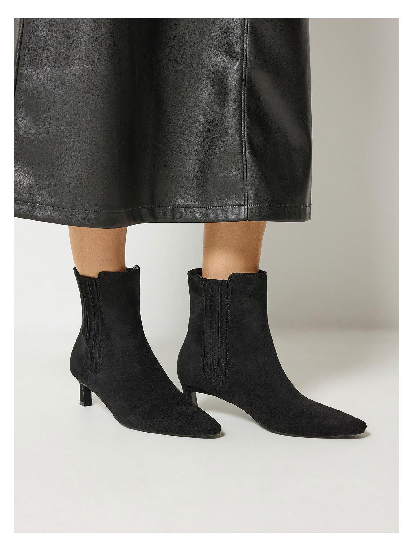 Image 4 of 4 of Long Tall Sally Tall Square Toe Kitten Heel Chelsea Boots - Black