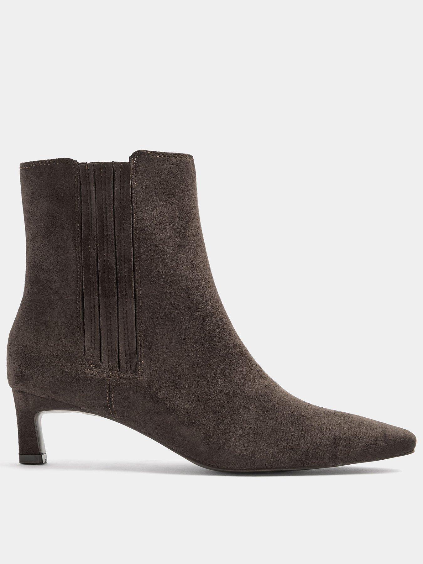 Image 1 of 4 of Long Tall Sally Soft Square Kitten Heel Chelsea Boots - Brown