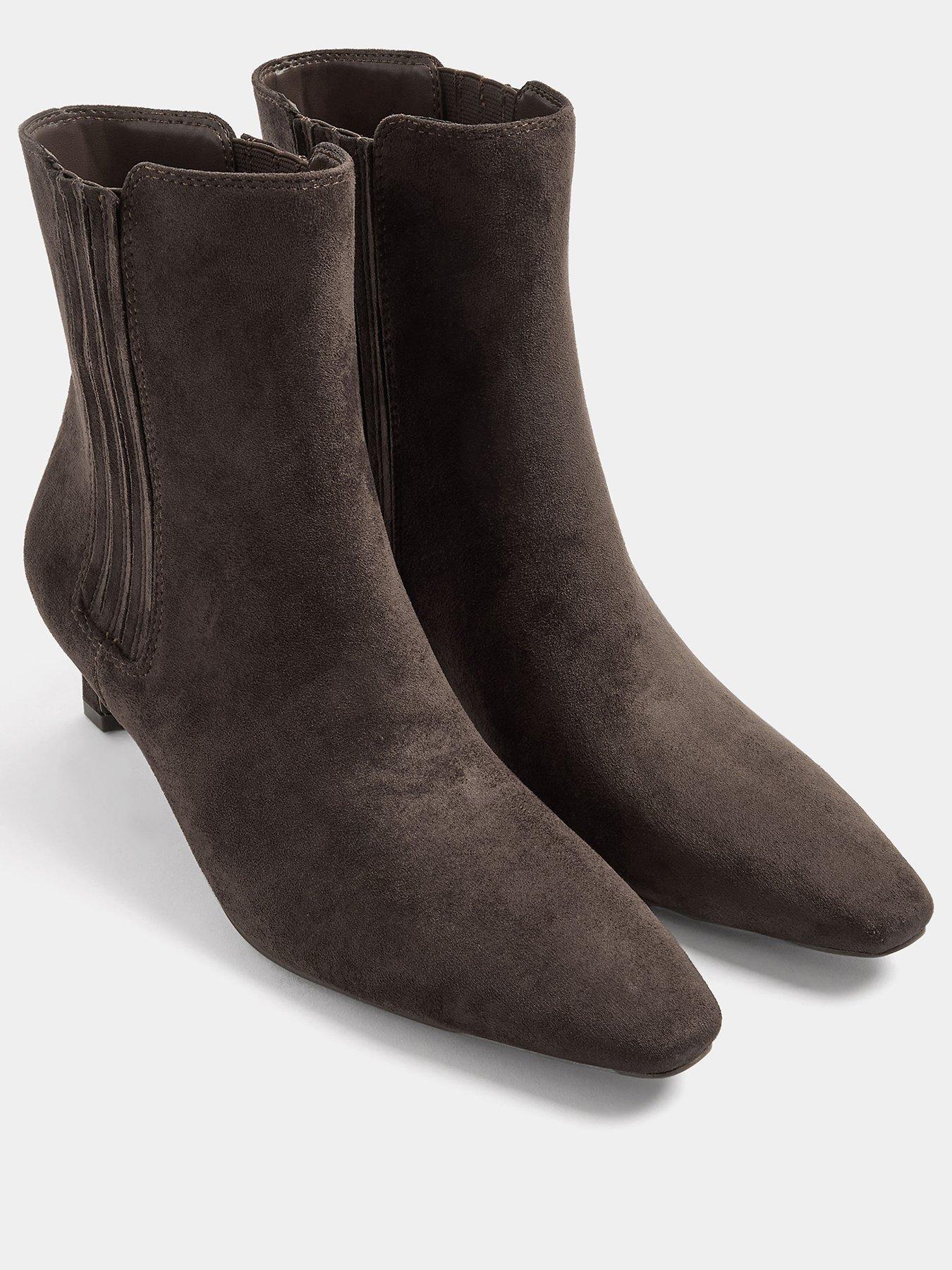 Image 2 of 4 of Long Tall Sally Soft Square Kitten Heel Chelsea Boots - Brown