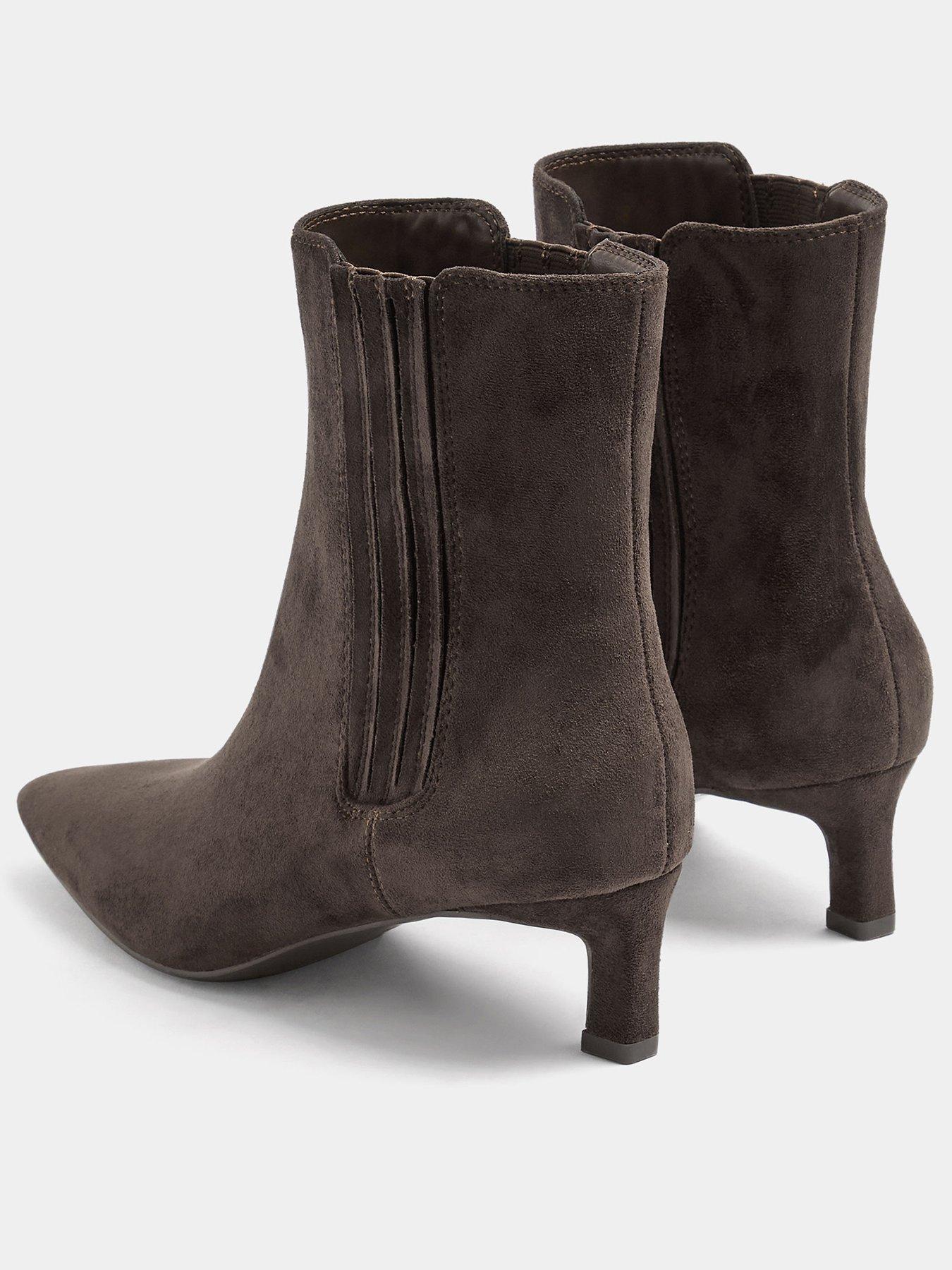 Image 3 of 4 of Long Tall Sally Soft Square Kitten Heel Chelsea Boots - Brown