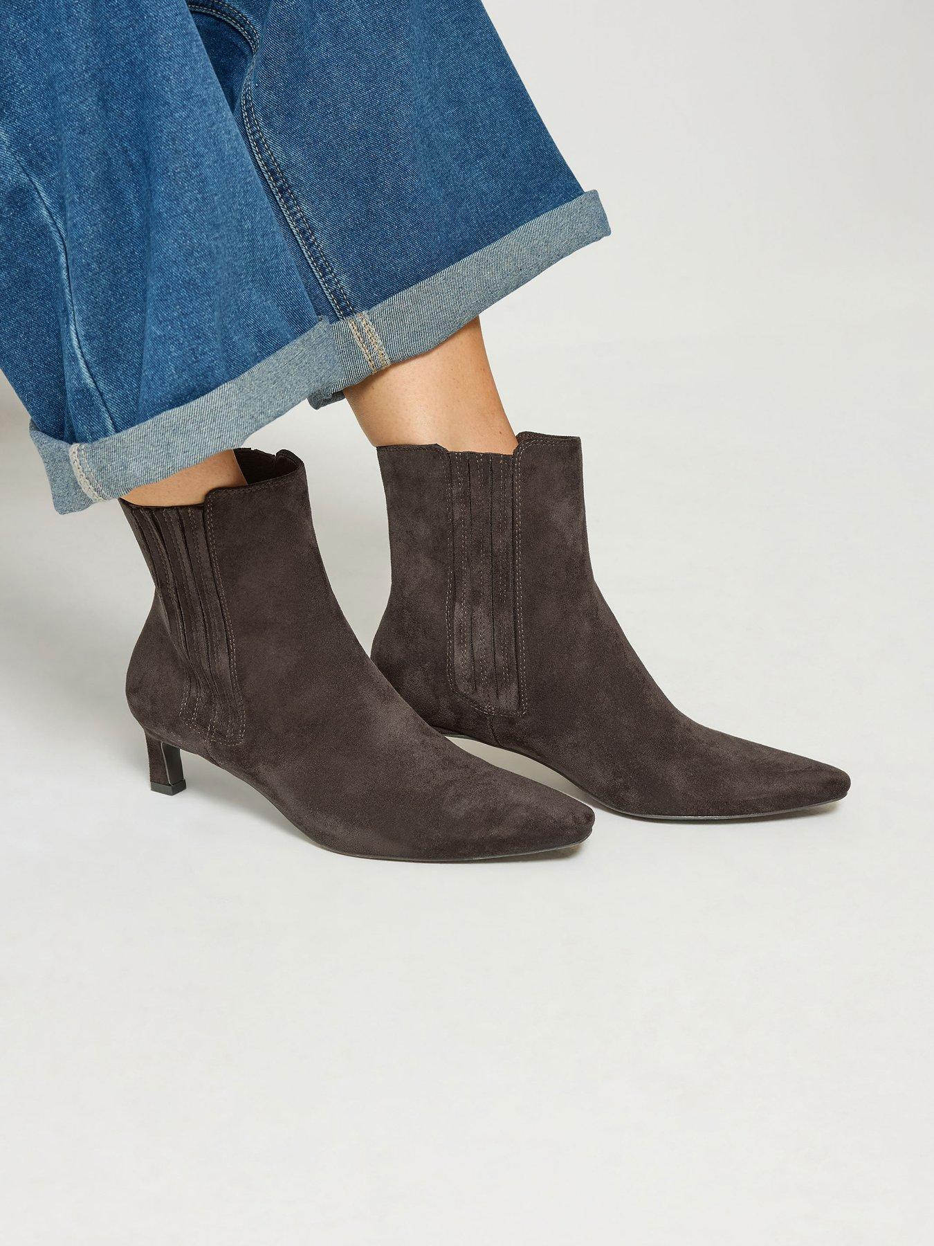 Image 4 of 4 of Long Tall Sally Soft Square Kitten Heel Chelsea Boots - Brown