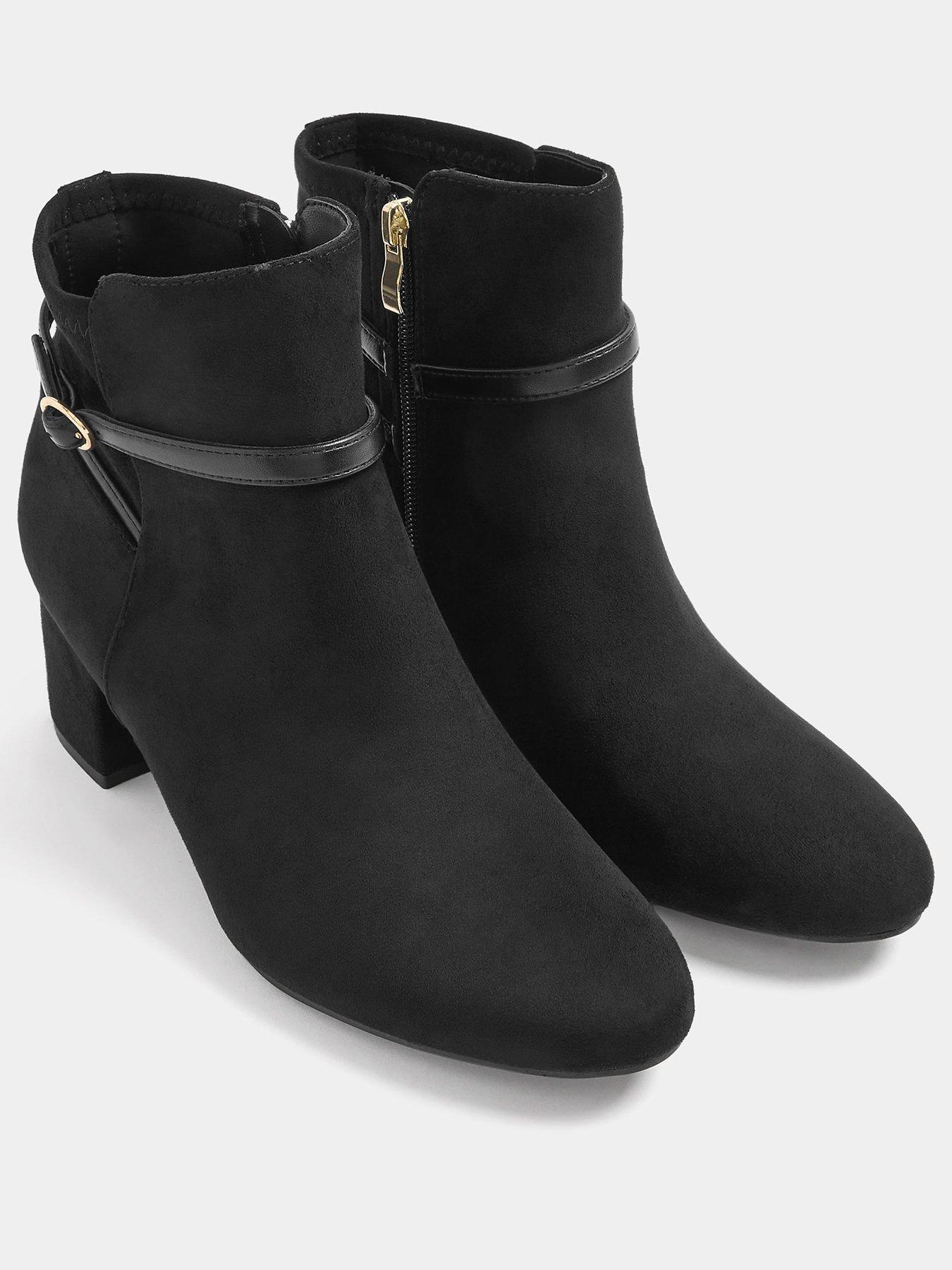 Image 2 of 4 of Long Tall Sally Womens Block Heel Buckle Side Zip Ankle Boots - Black