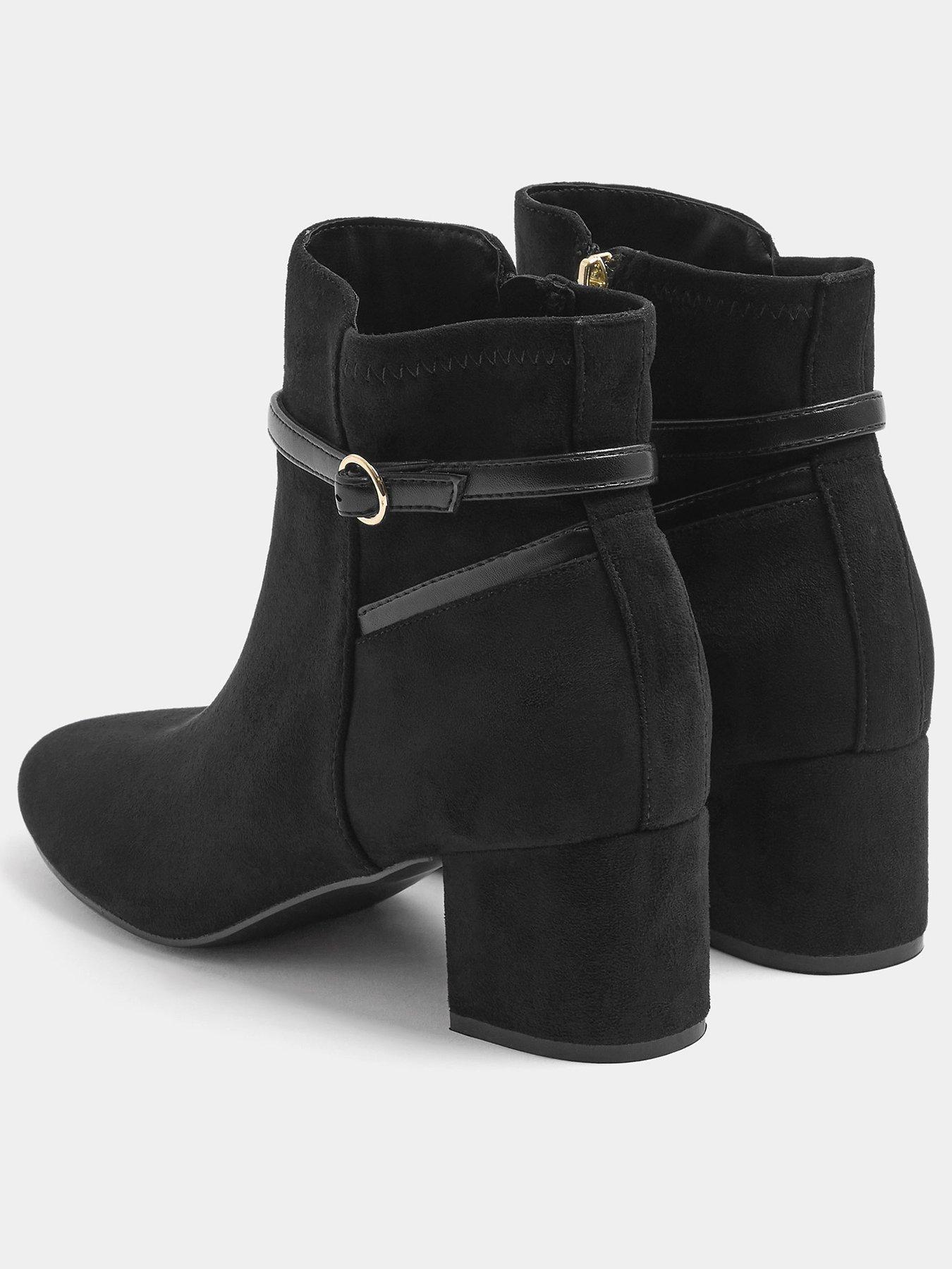 Image 3 of 4 of Long Tall Sally Womens Block Heel Buckle Side Zip Ankle Boots - Black