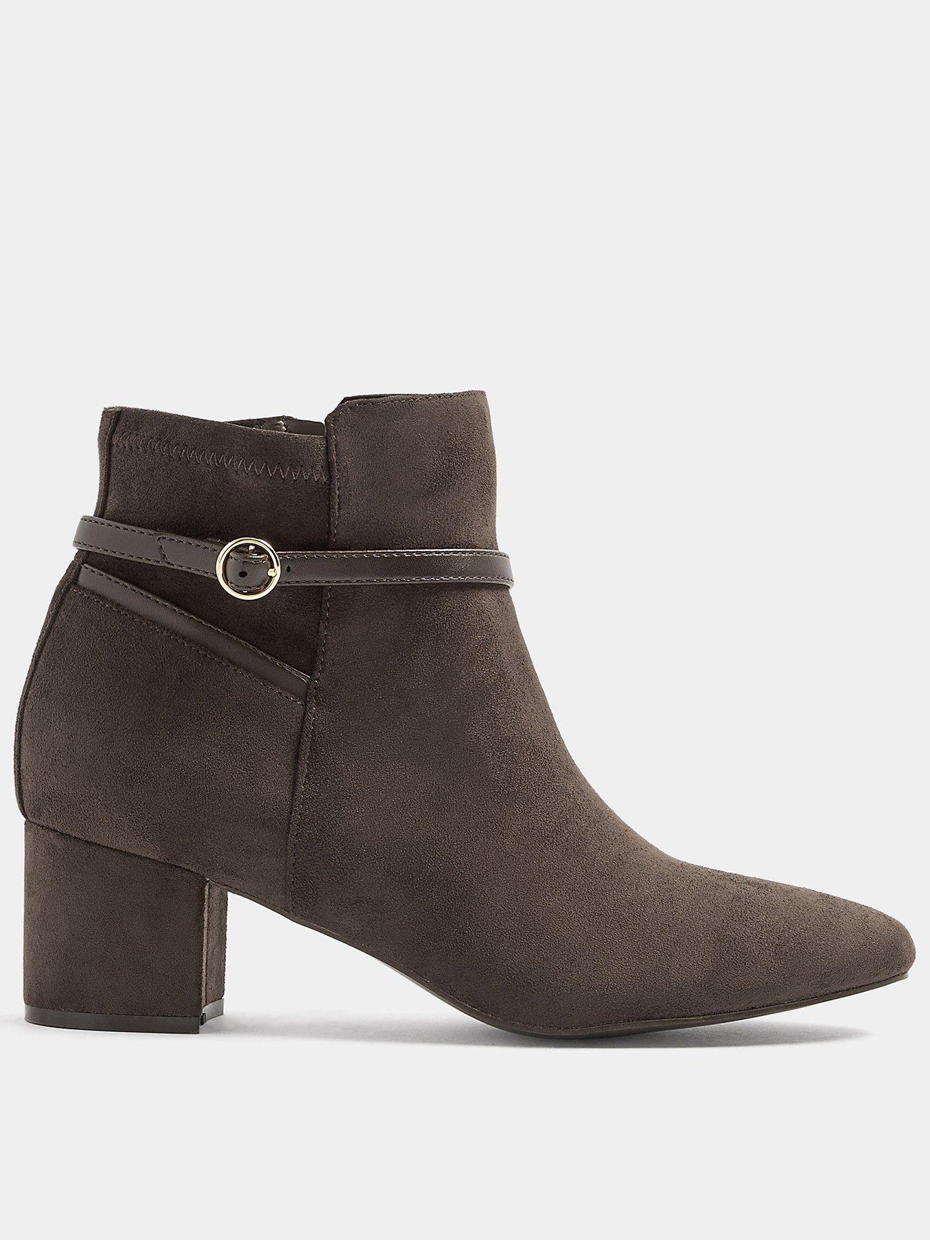 Image 1 of 4 of Long Tall Sally Womens Block Heel Buckle Ankle Boots - Brown