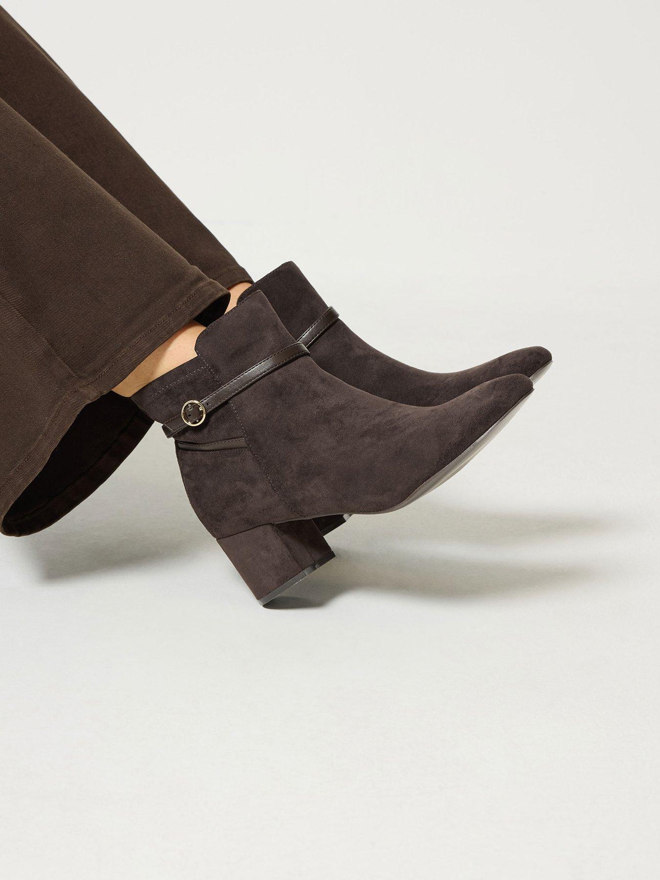 Image 4 of 4 of Long Tall Sally Womens Block Heel Buckle Ankle Boots - Brown