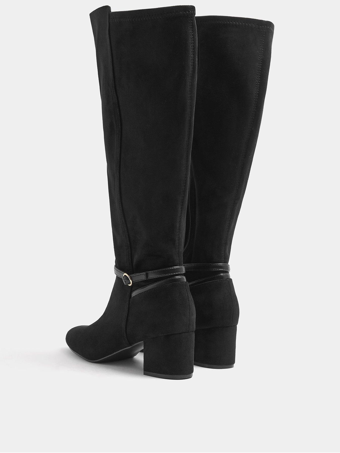 Image 3 of 4 of Long Tall Sally Block Heel Buckle Detail Long Boot