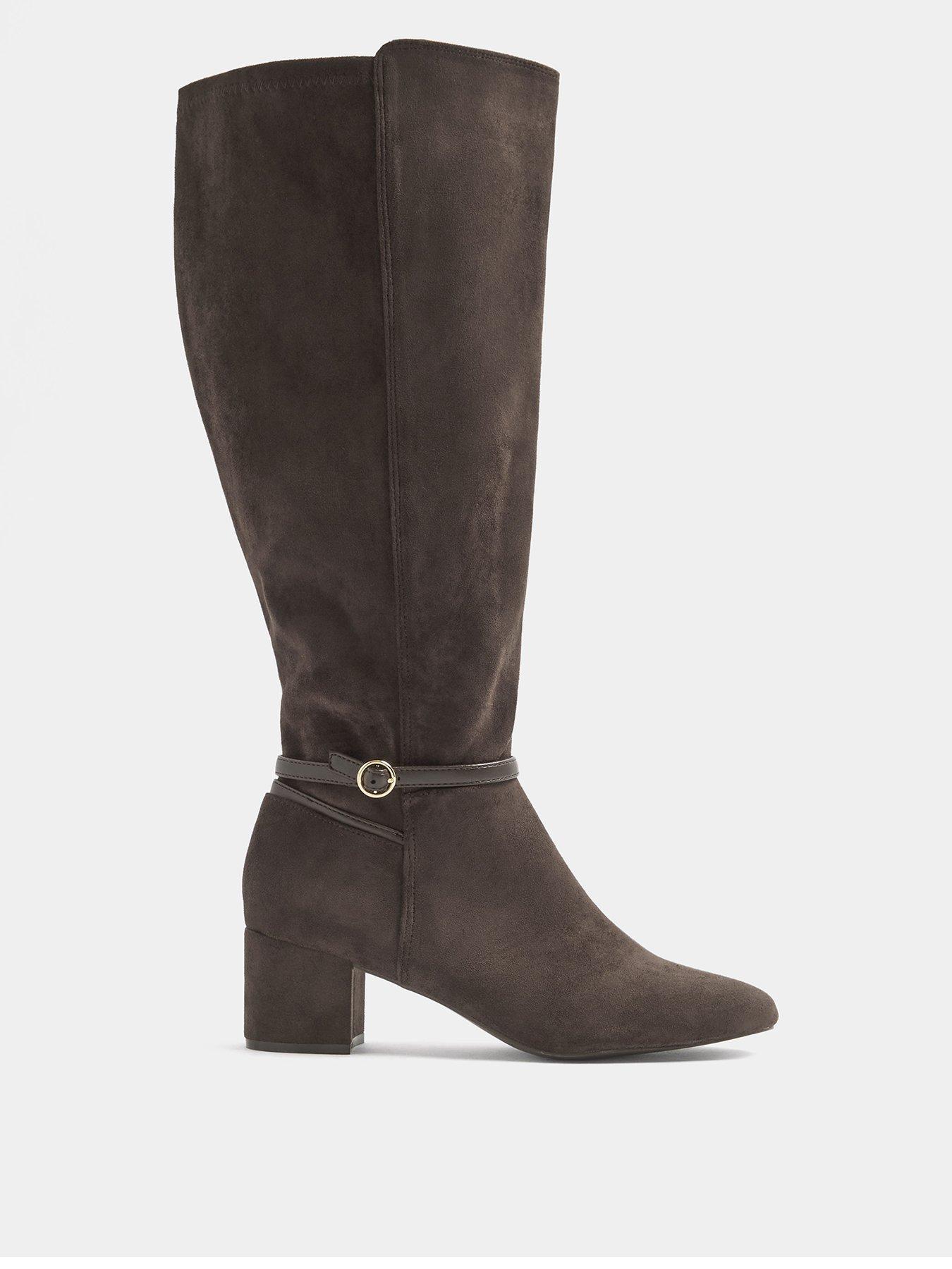 Image 1 of 4 of Long Tall Sally Block Heel Buckle Detail Long Boot