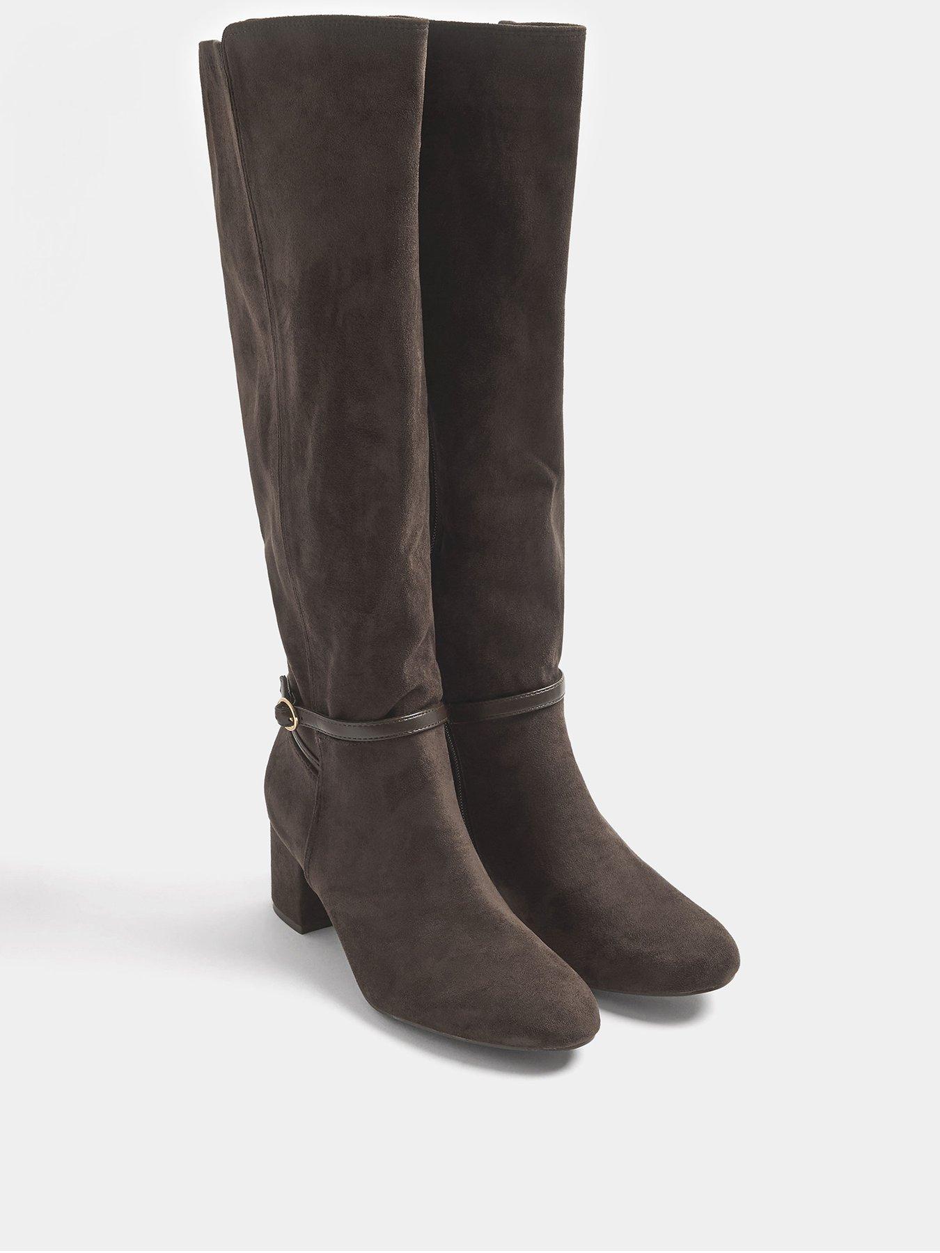 Image 3 of 4 of Long Tall Sally Block Heel Buckle Detail Long Boot