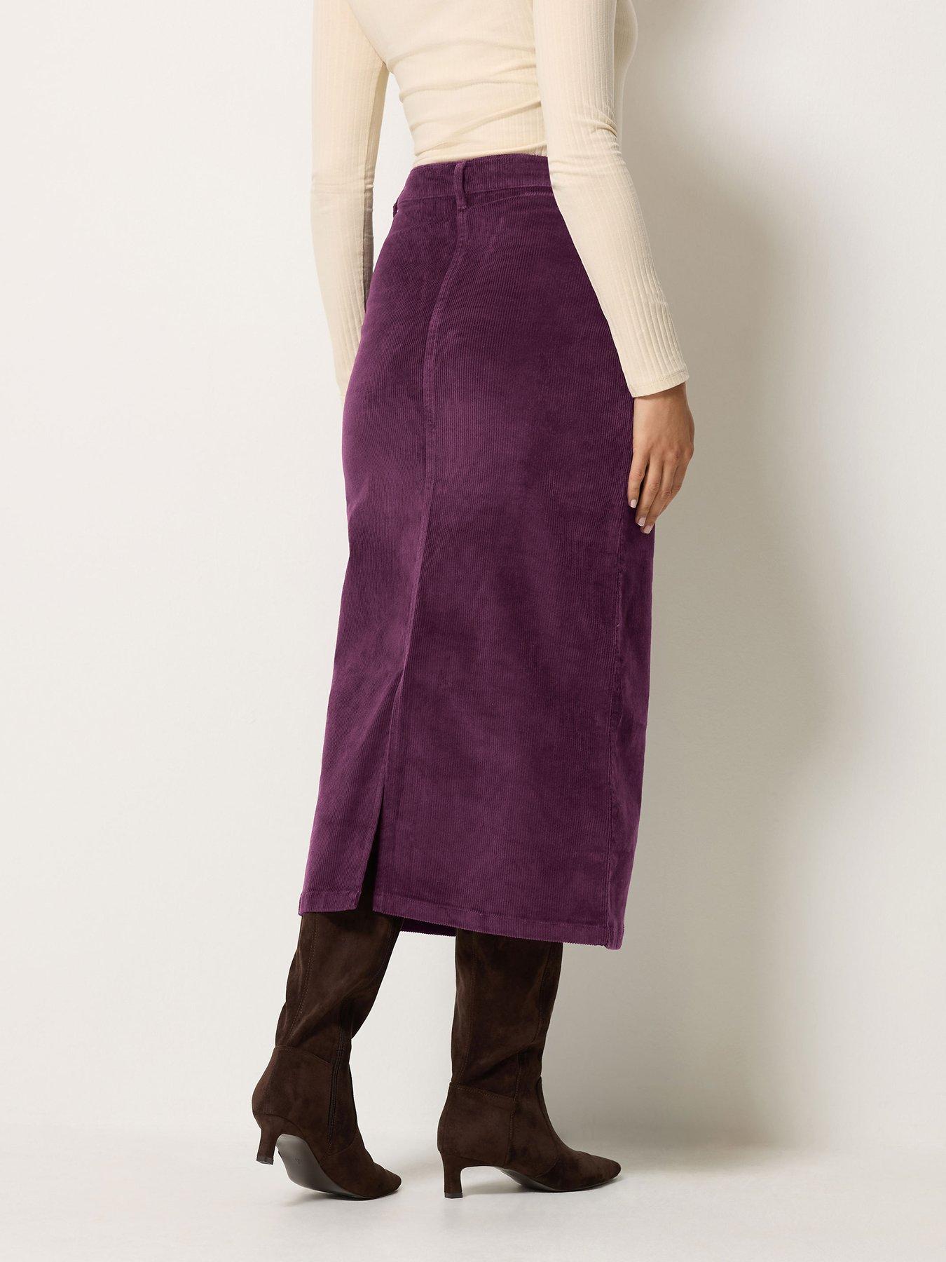 Image 2 of 4 of Long Tall Sally Womens Tall Cord Midaxi Skirt - Red