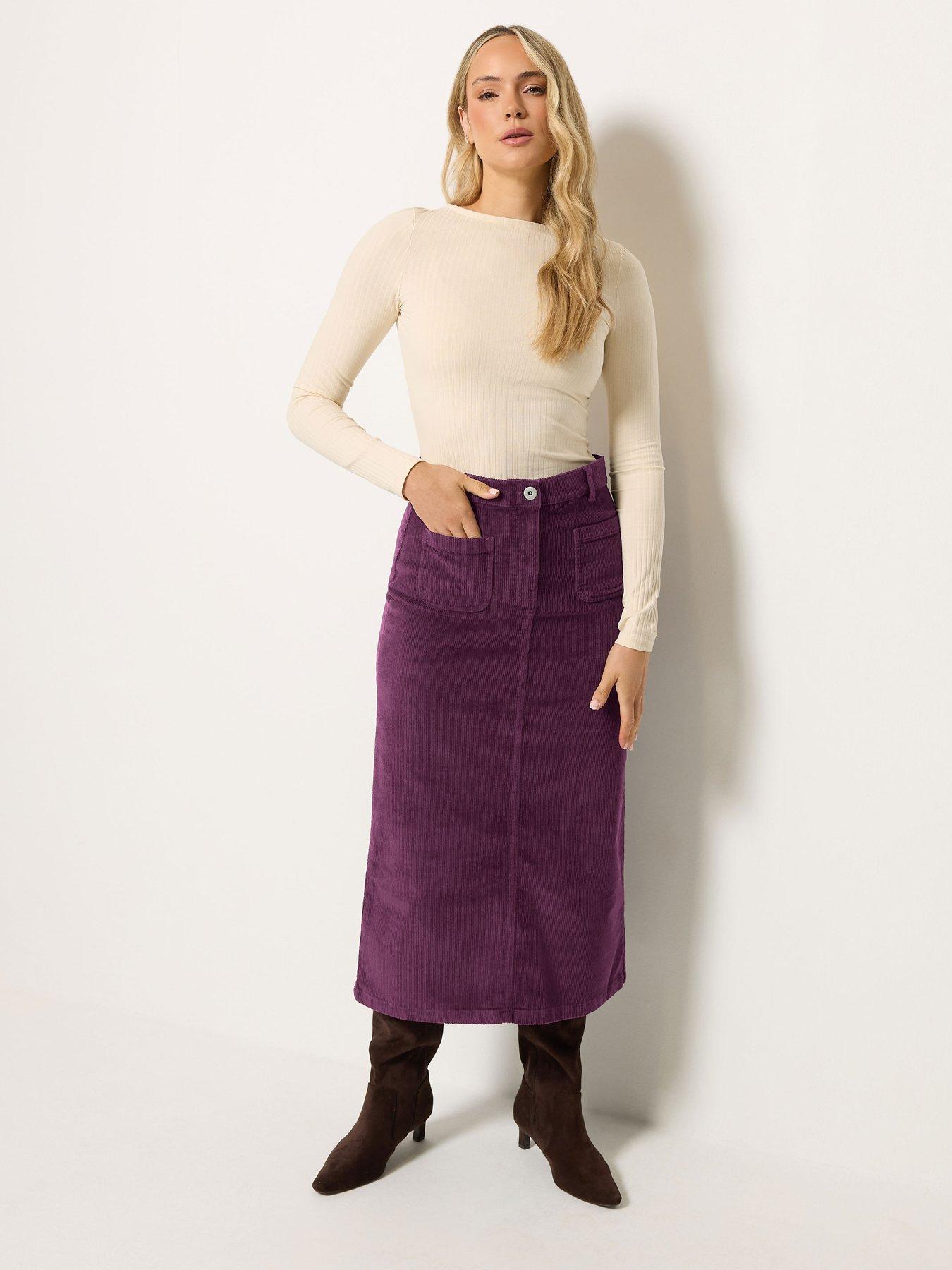 Image 3 of 4 of Long Tall Sally Womens Tall Cord Midaxi Skirt - Red