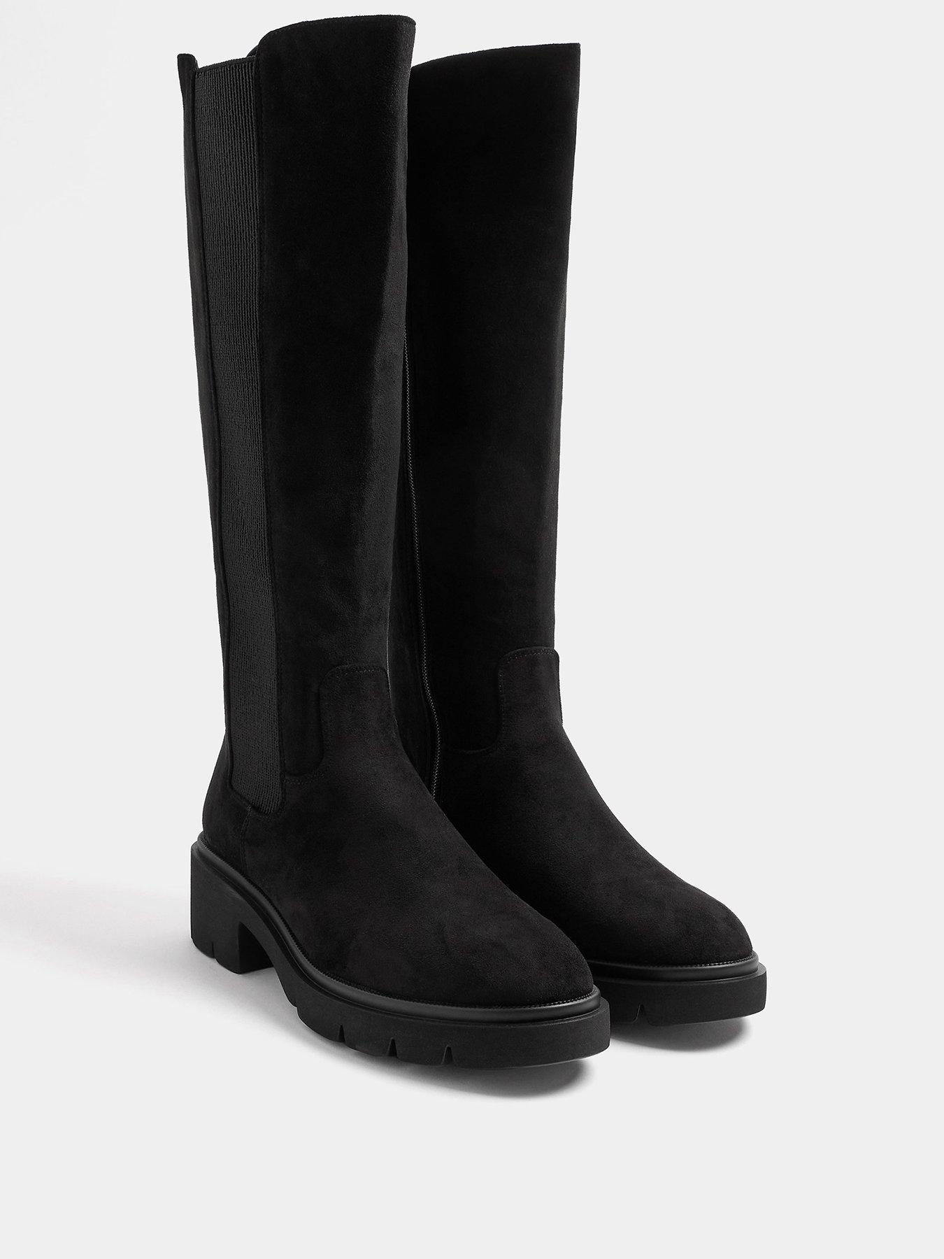 Image 2 of 4 of Yours Womens Extra Wide Fit Cleated Long Chelsea Boot - Black