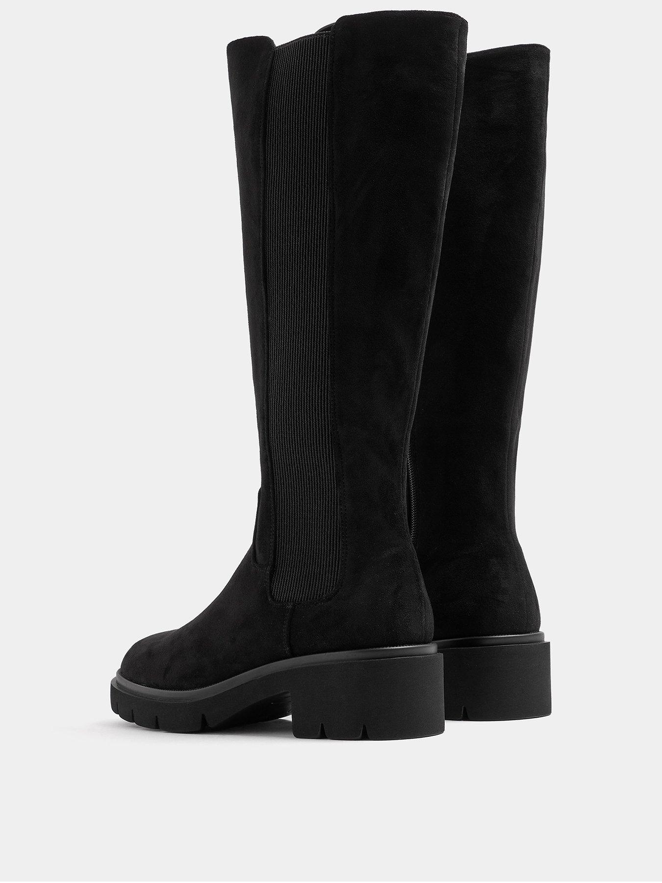 Image 3 of 4 of Yours Womens Extra Wide Fit Cleated Long Chelsea Boot - Black