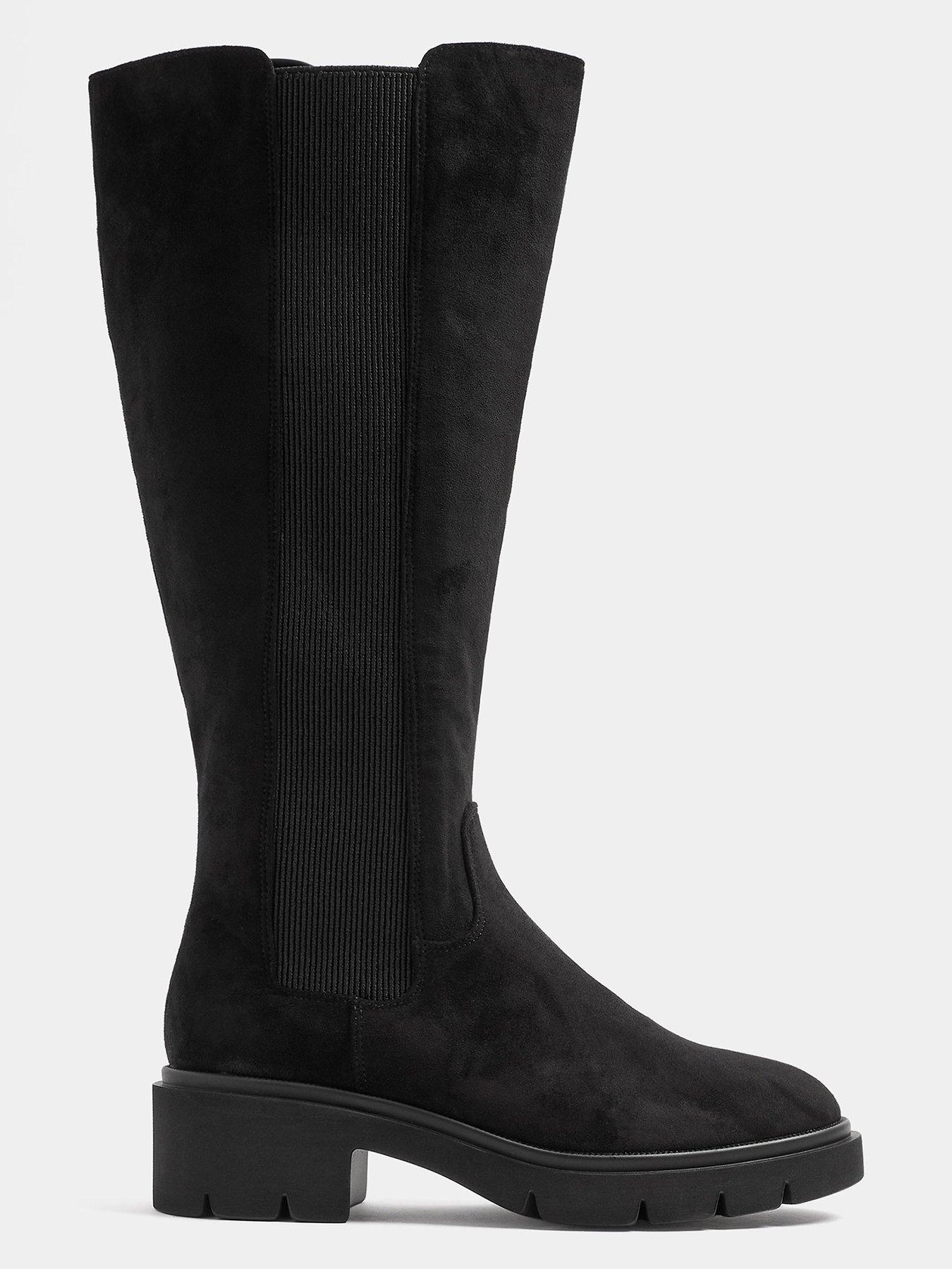 Image 4 of 4 of Yours Womens Extra Wide Fit Cleated Long Chelsea Boot - Black