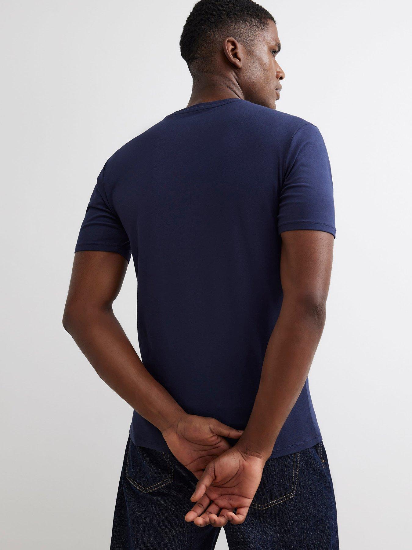 Image 2 of 6 of River Island Essential Muscle Fit Cotton T-shirt - Navy