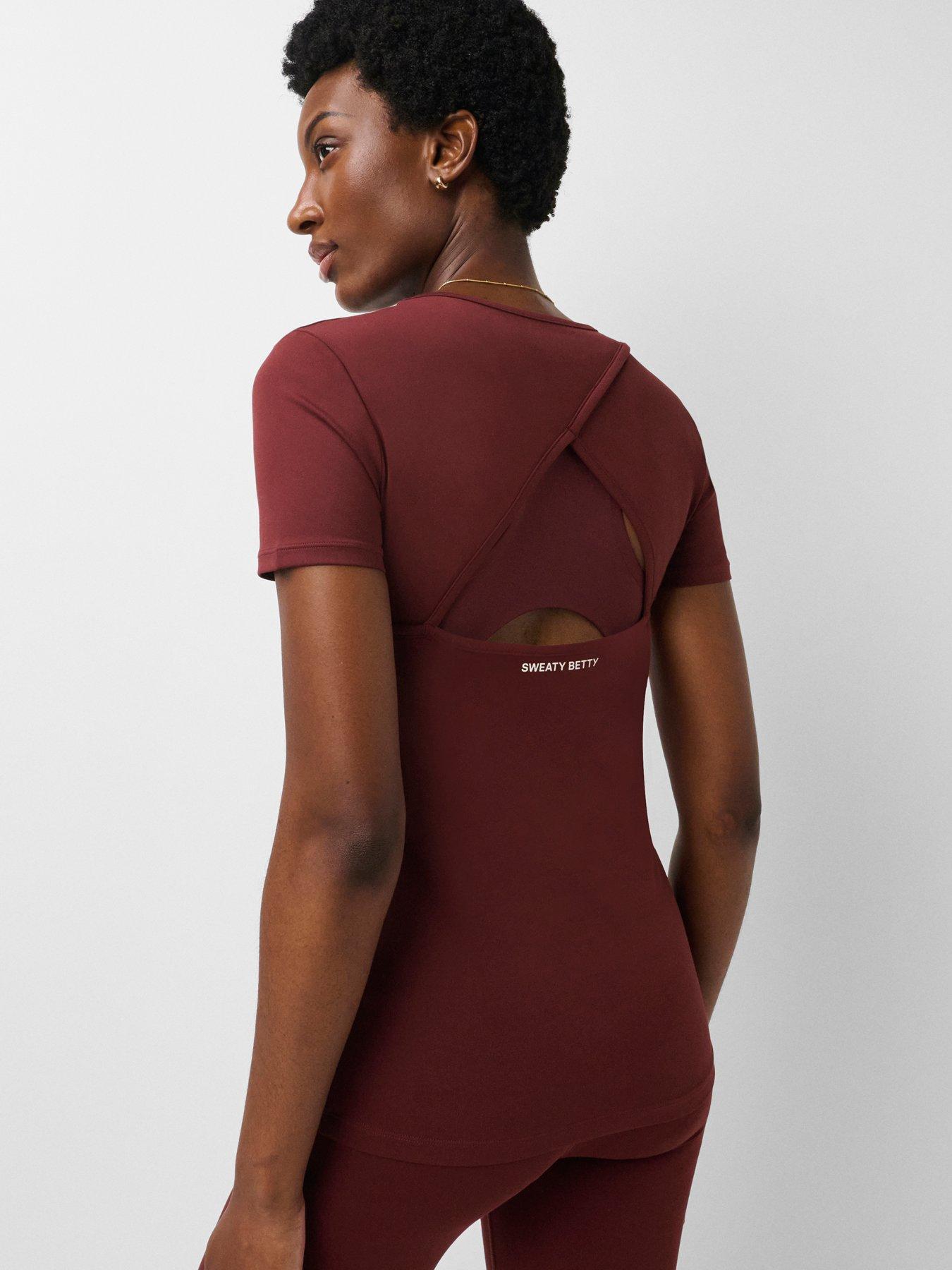 Image 2 of 4 of Sweaty Betty Womens Training All Day Open Back Stretch T-Shirt - Red