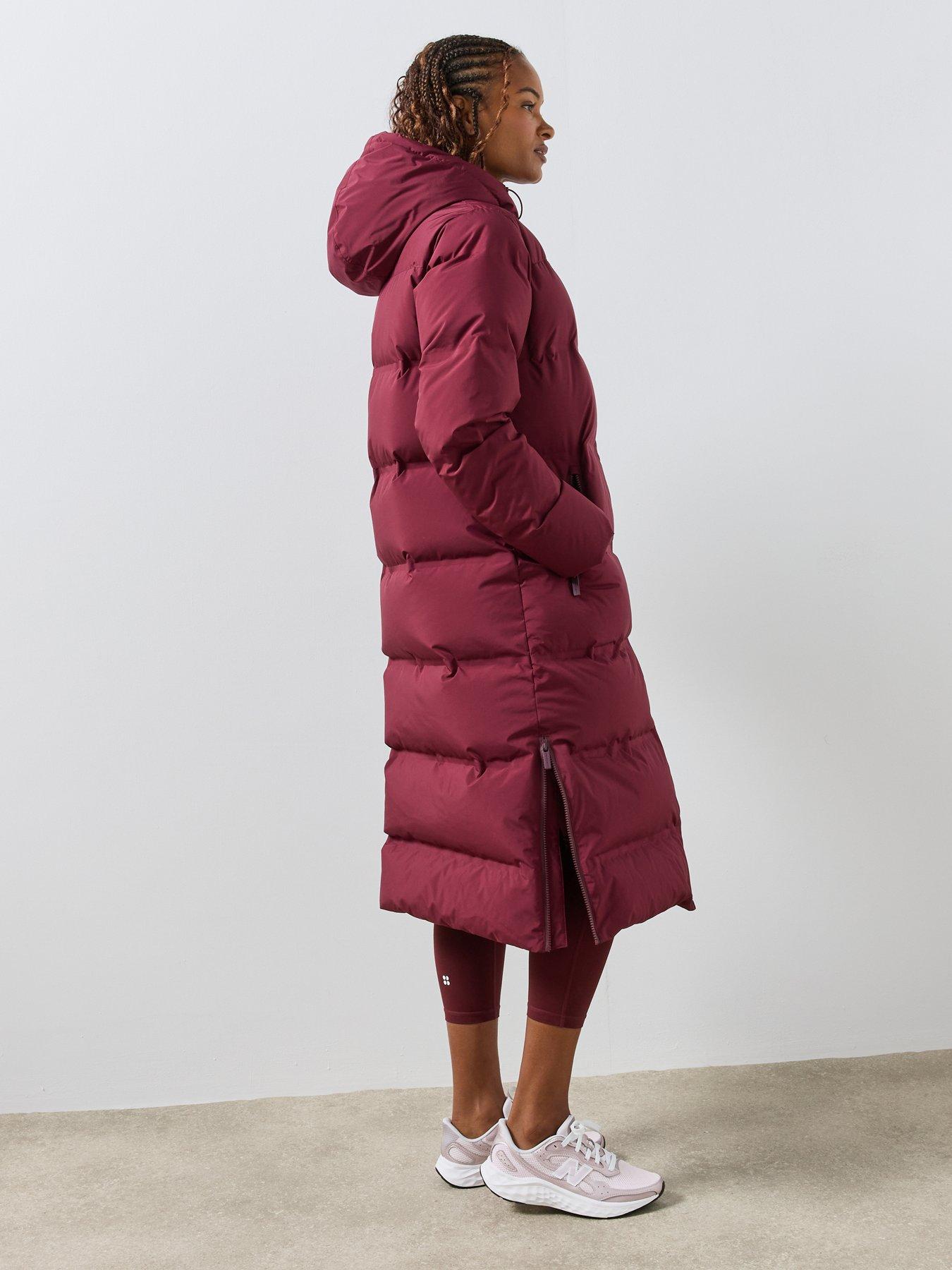 Image 2 of 6 of Sweaty Betty Womens Nimbus Longline Waterproof Hooded Puffer Jacket - Red