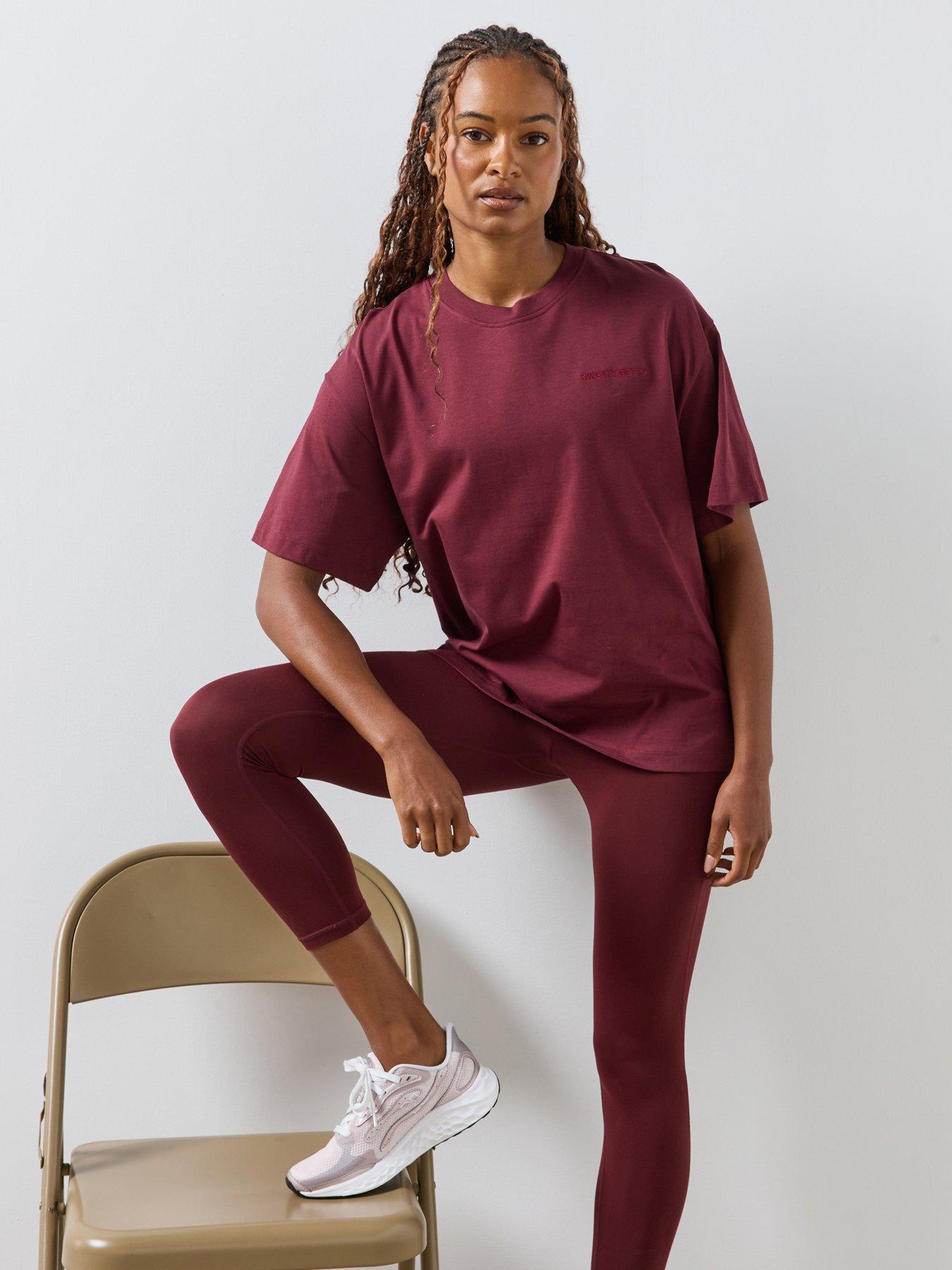 Image 1 of 6 of Sweaty Betty Womens Relaxed Longer Length Short Sleeve T-Shirt - Red