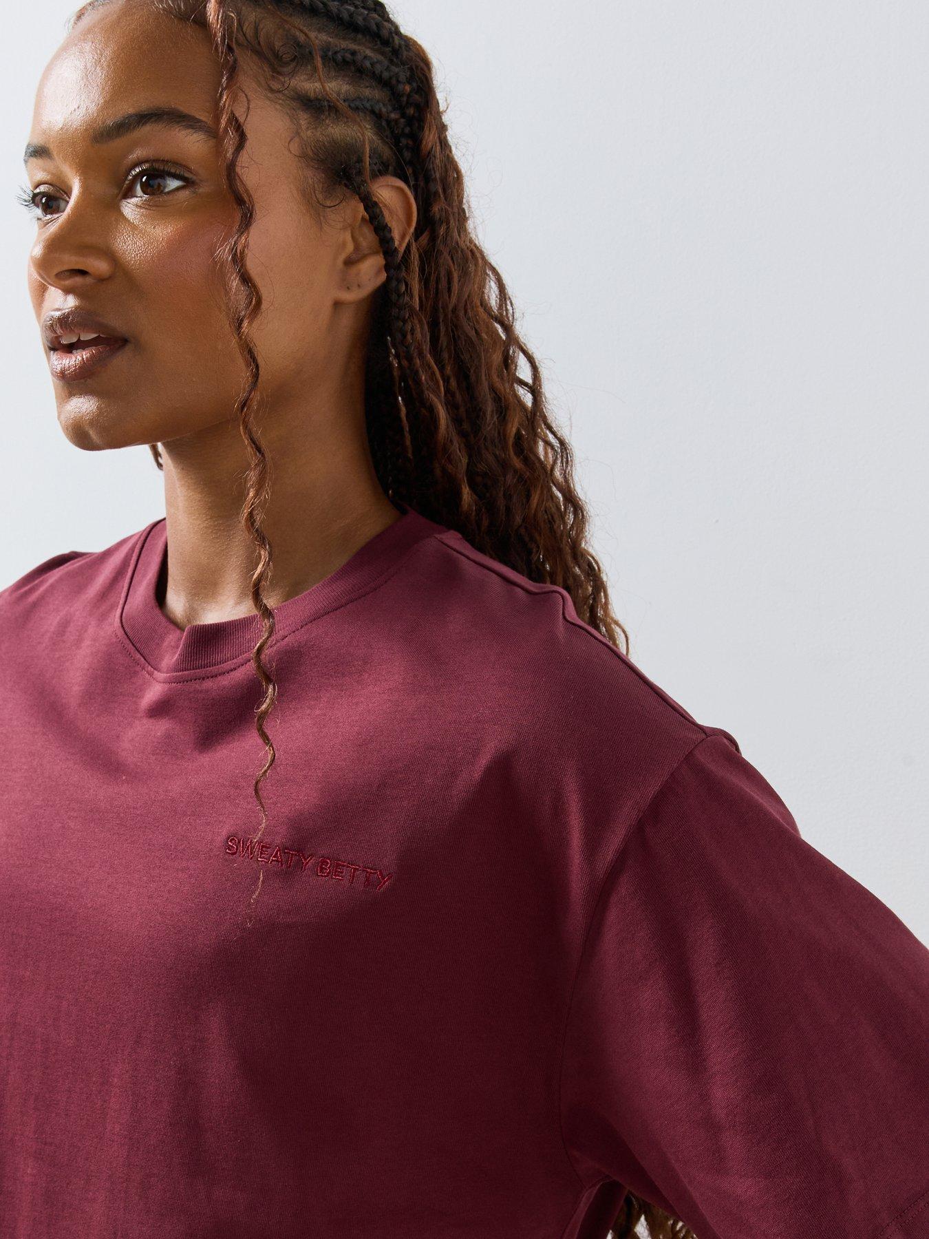 Image 4 of 6 of Sweaty Betty Womens Relaxed Longer Length Short Sleeve T-Shirt - Red