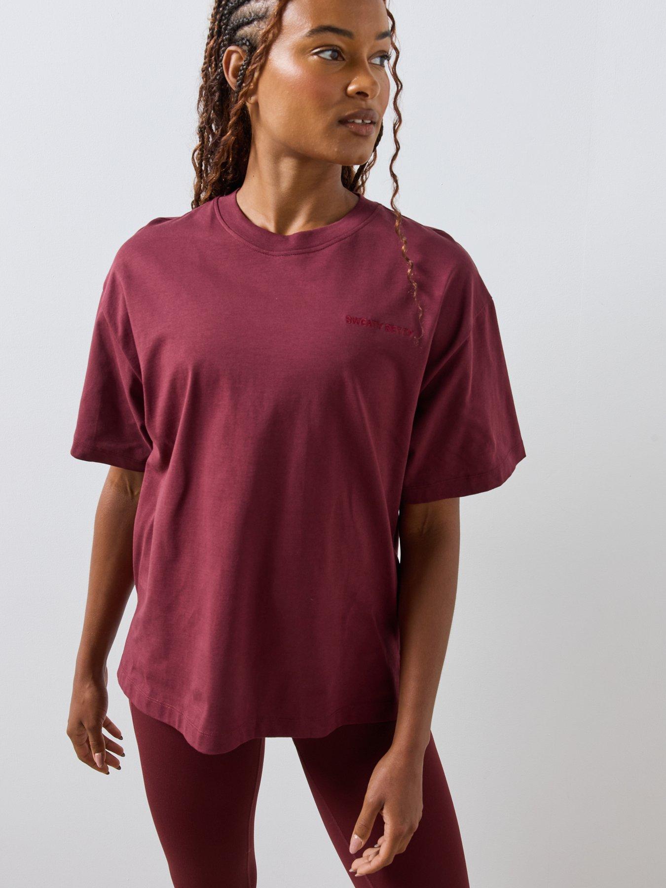 Image 6 of 6 of Sweaty Betty Womens Relaxed Longer Length Short Sleeve T-Shirt - Red