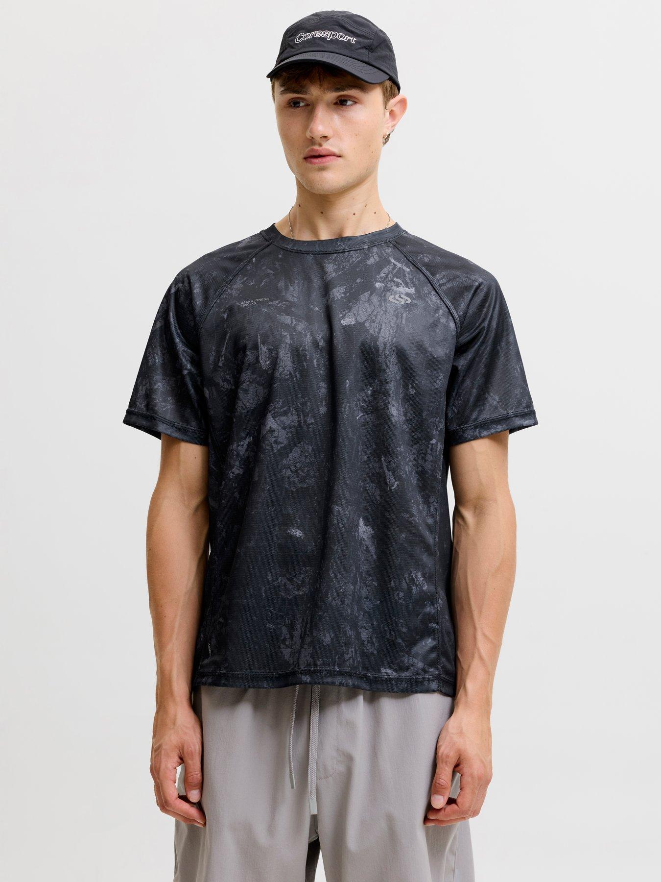 Image 1 of 5 of Jack & Jones Jack &amp; Jones Mens Flux Printed Raglan Sports T-Shirt - Grey