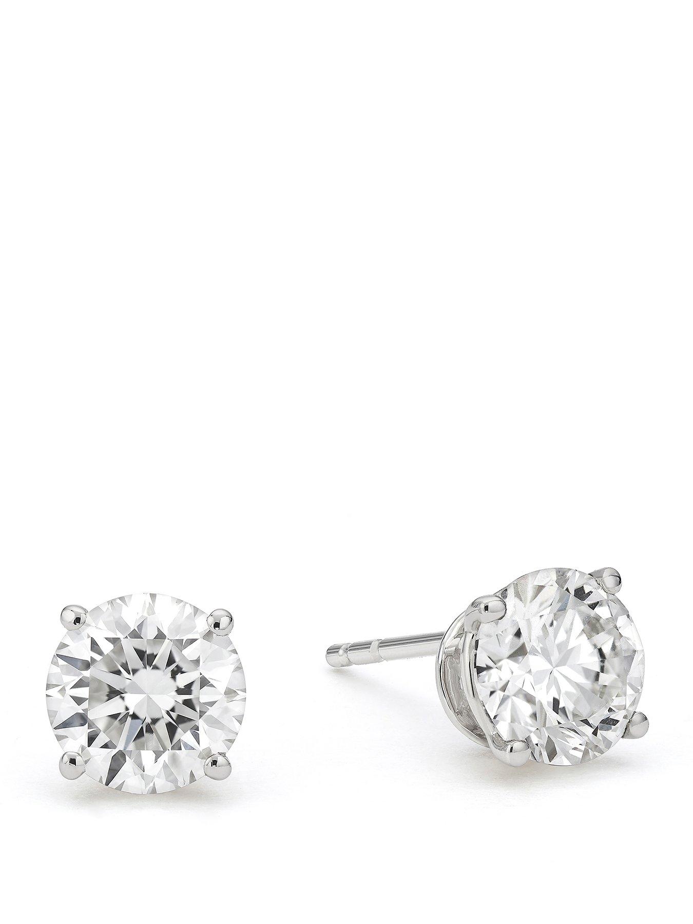 Image 1 of 2 of Harriet Womens Solitaire 1.5ct Lab-Grown Diamond Stud Earrings - Silver