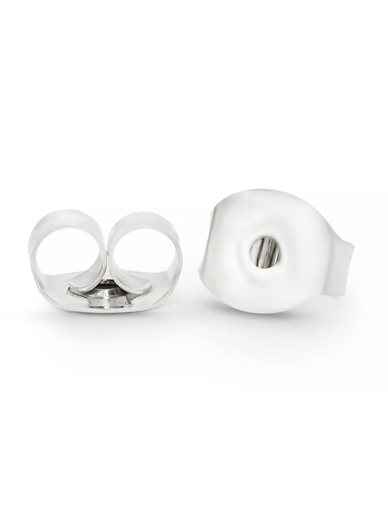 Image 2 of 2 of Ernest Jones Sterling Silver 8.5mm White Round Cultured Freshwater Pearl Stud Earrings