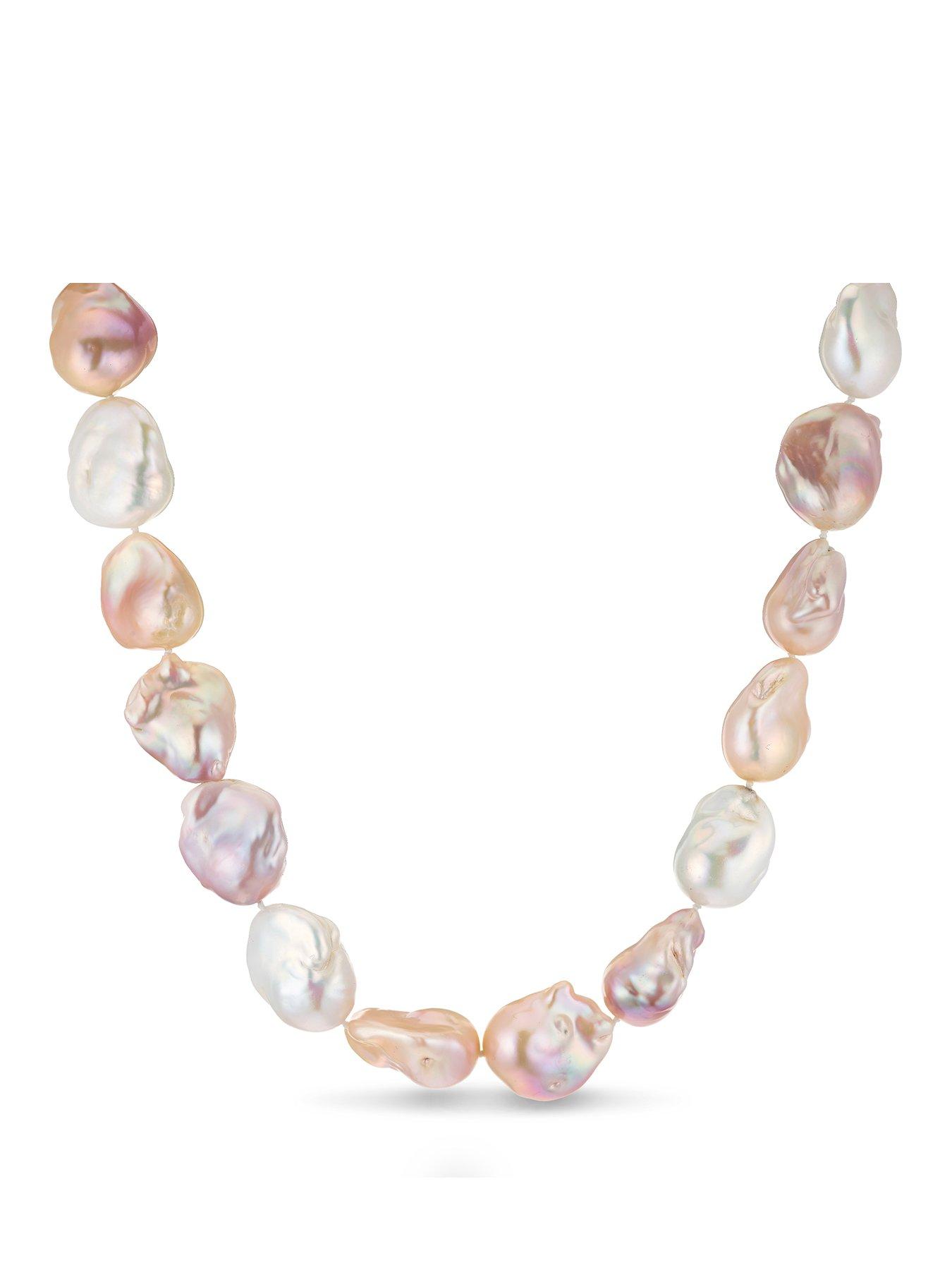 Image 1 of 3 of Ernest Jones Sterling Silver Cultured Freshwater Pearl Statement Baroque Necklace