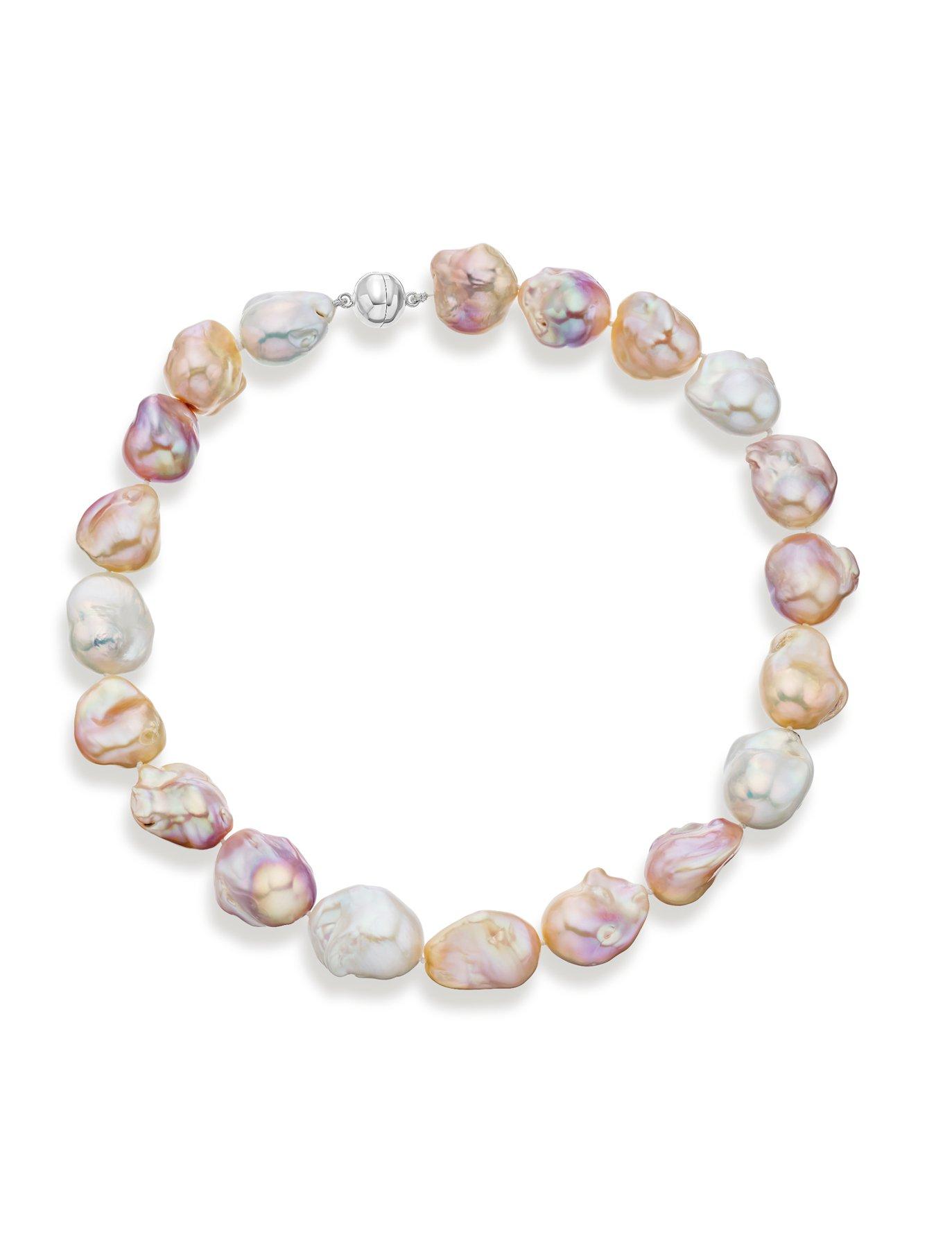 Image 2 of 3 of Ernest Jones Sterling Silver Cultured Freshwater Pearl Statement Baroque Necklace
