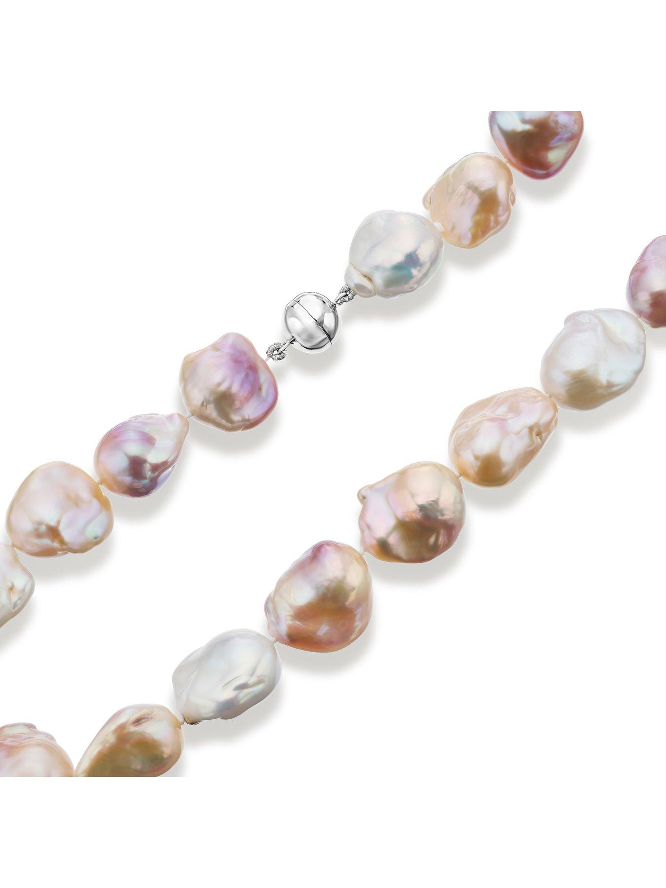Image 3 of 3 of Ernest Jones Sterling Silver Cultured Freshwater Pearl Statement Baroque Necklace