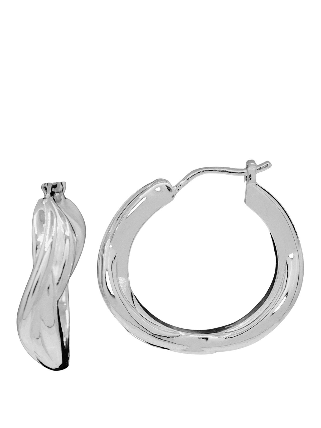 Image 1 of 3 of The Edit HS Edit Sterling Silver Entwined Hoop Earrings