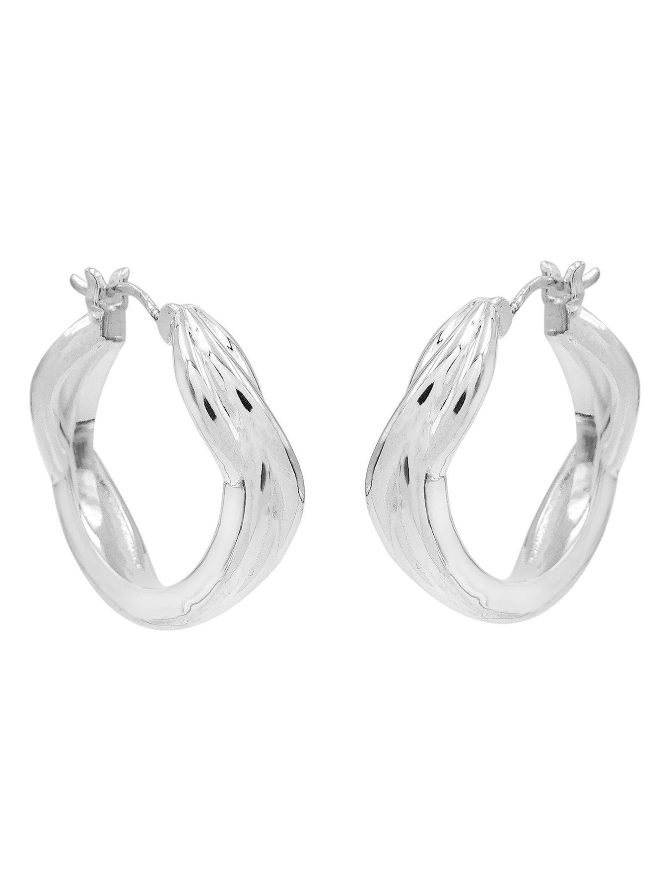 Image 2 of 3 of The Edit HS Edit Sterling Silver Entwined Hoop Earrings