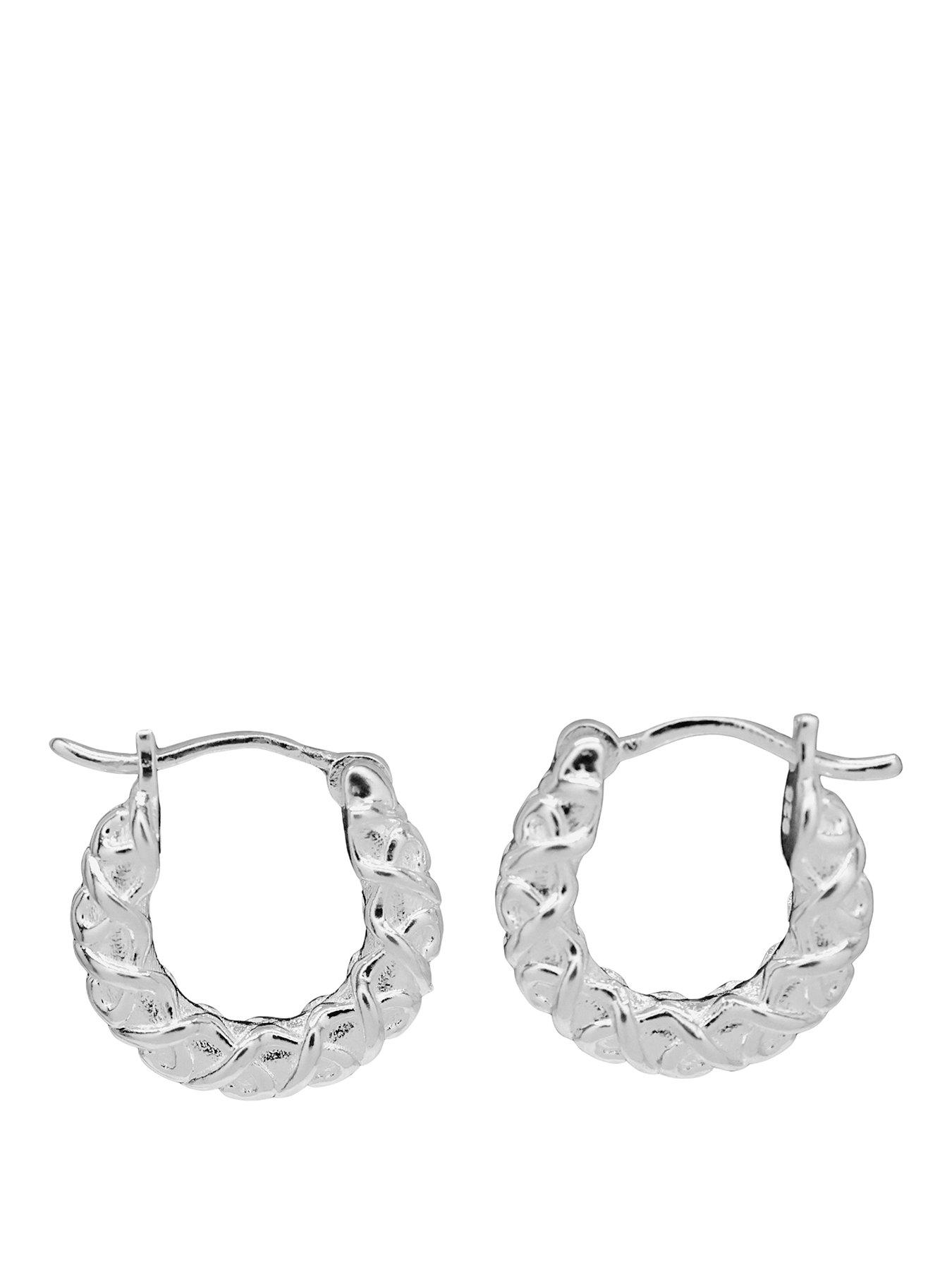 Image 1 of 3 of The Edit HS Edit CHAINS Sterling Silver Chunky Textured Hoop Earrings