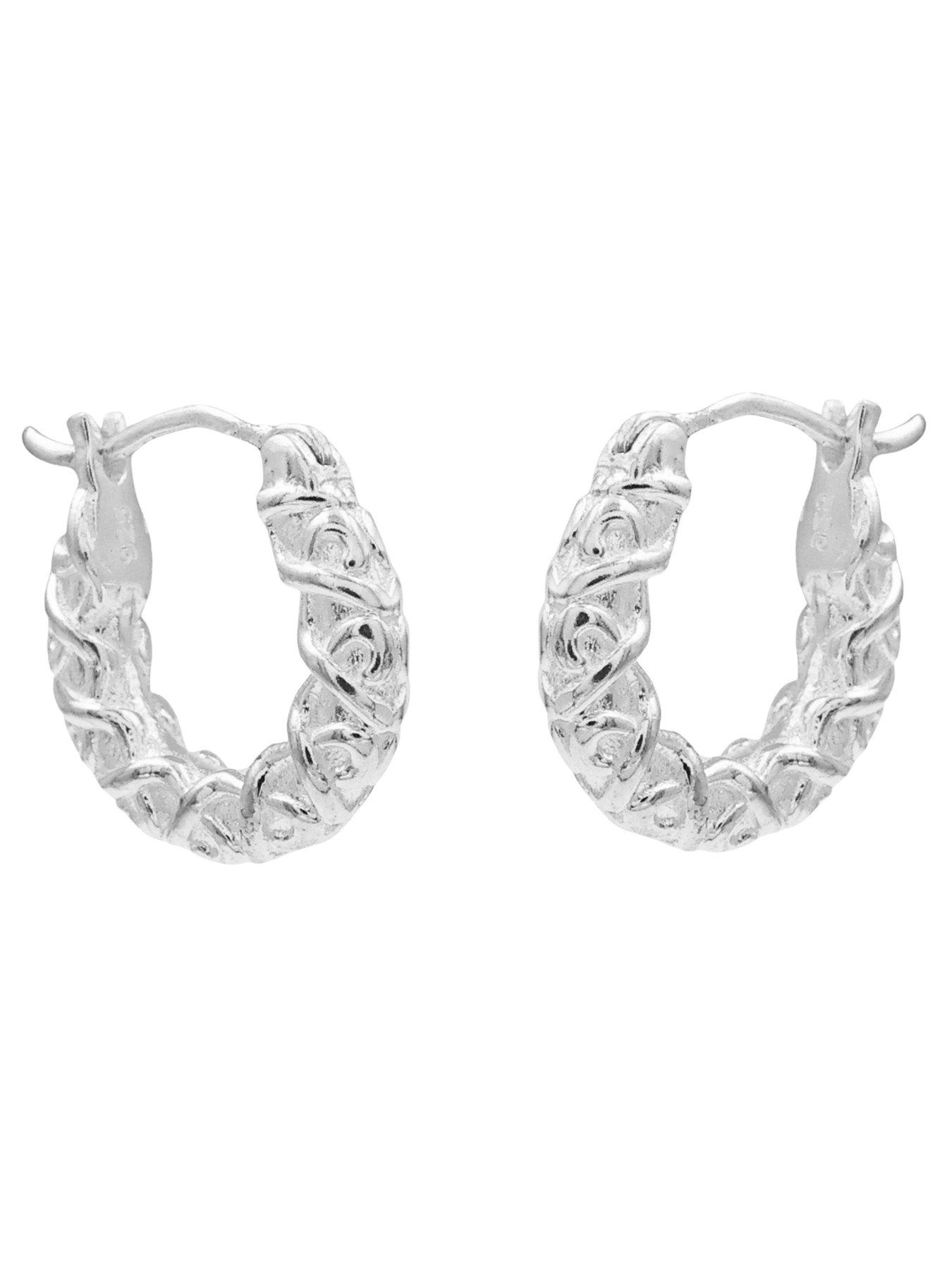 Image 2 of 3 of The Edit HS Edit CHAINS Sterling Silver Chunky Textured Hoop Earrings