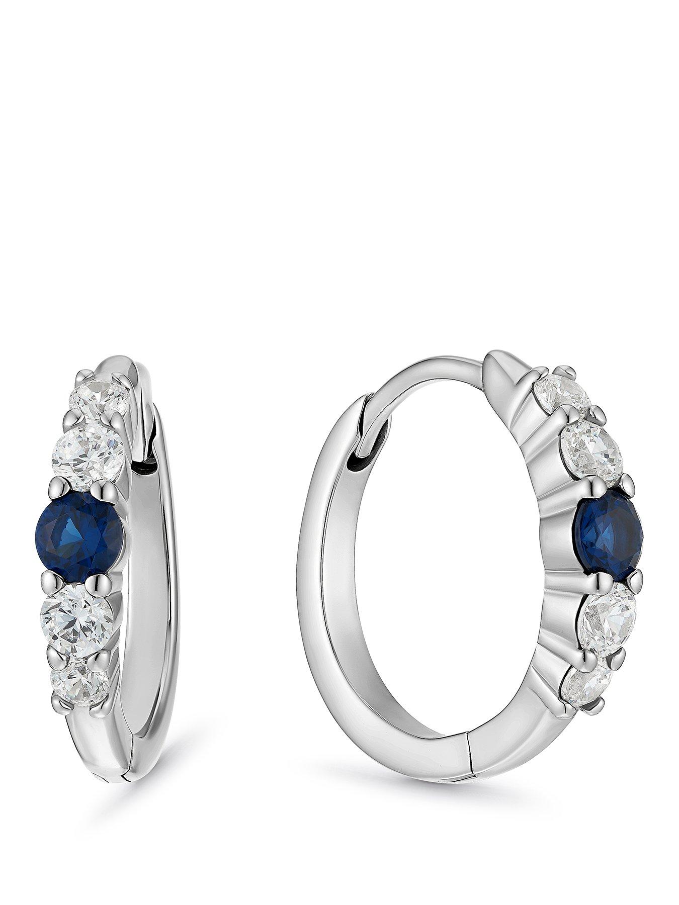 Image 1 of 2 of Ernest Jones Sterling Silver Clear Cubic Zirconia Round Huggie Earrings