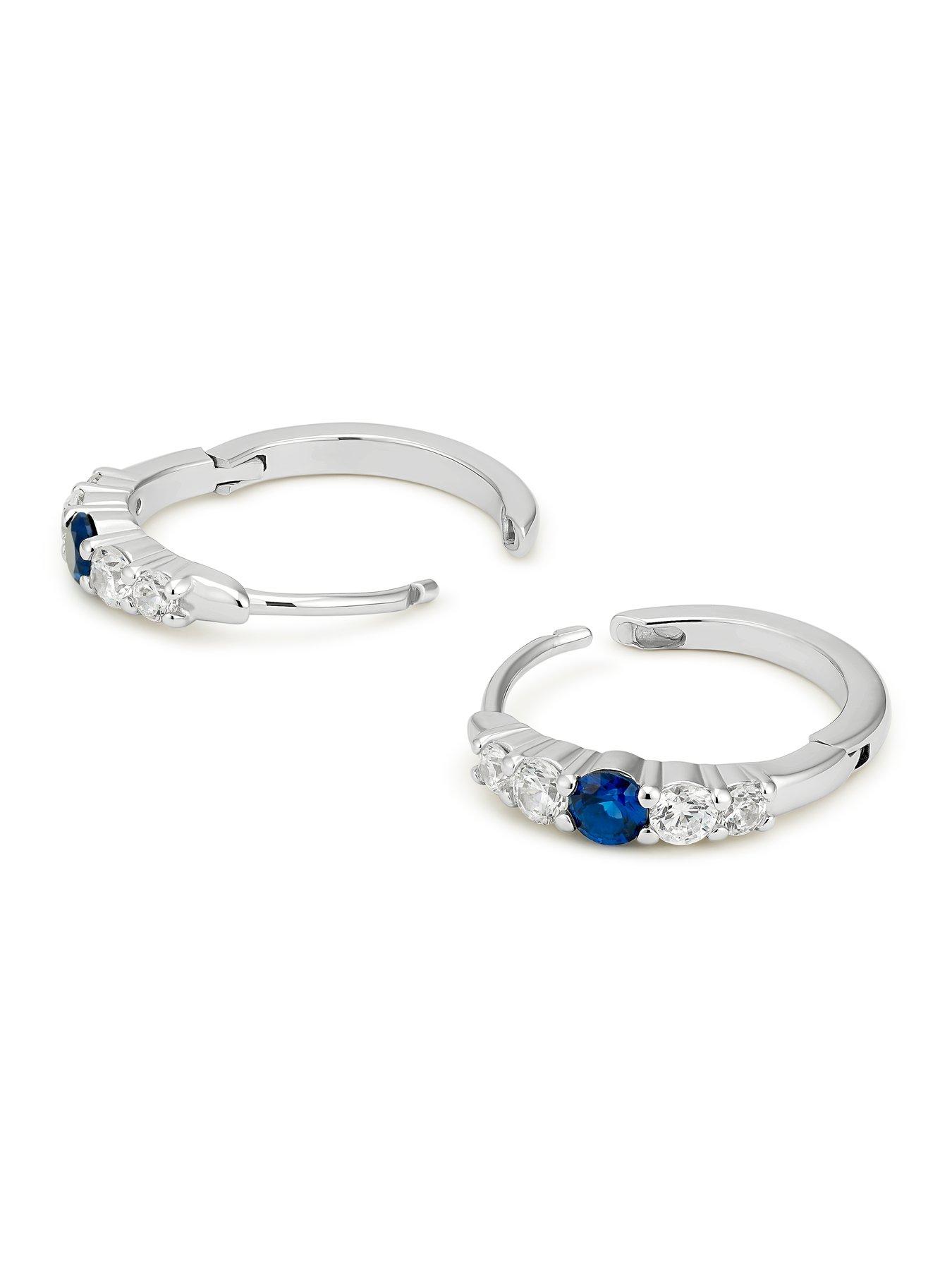 Image 2 of 2 of Ernest Jones Sterling Silver Clear Cubic Zirconia Round Huggie Earrings