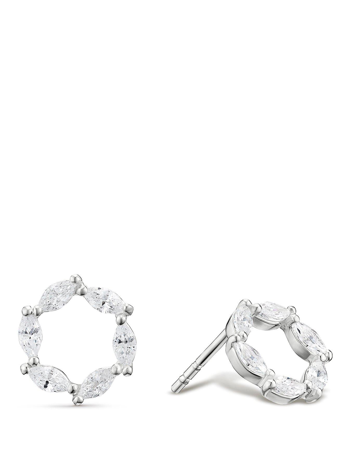 Image 1 of 2 of Ernest Jones Sterling Silver Open Cubic Zirconia Stud Earrings
