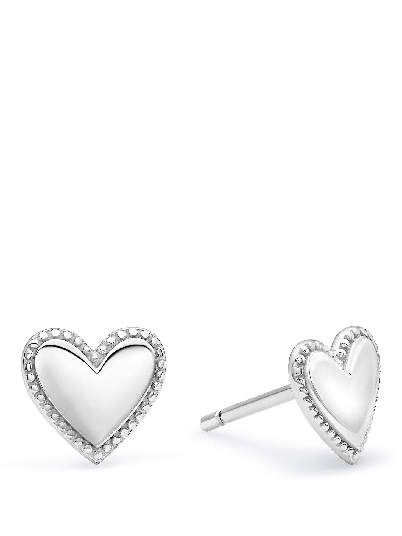 Image 1 of 2 of H. Samuel Heart Beaded Edge Sterling Silver Stud Earrings - Silver