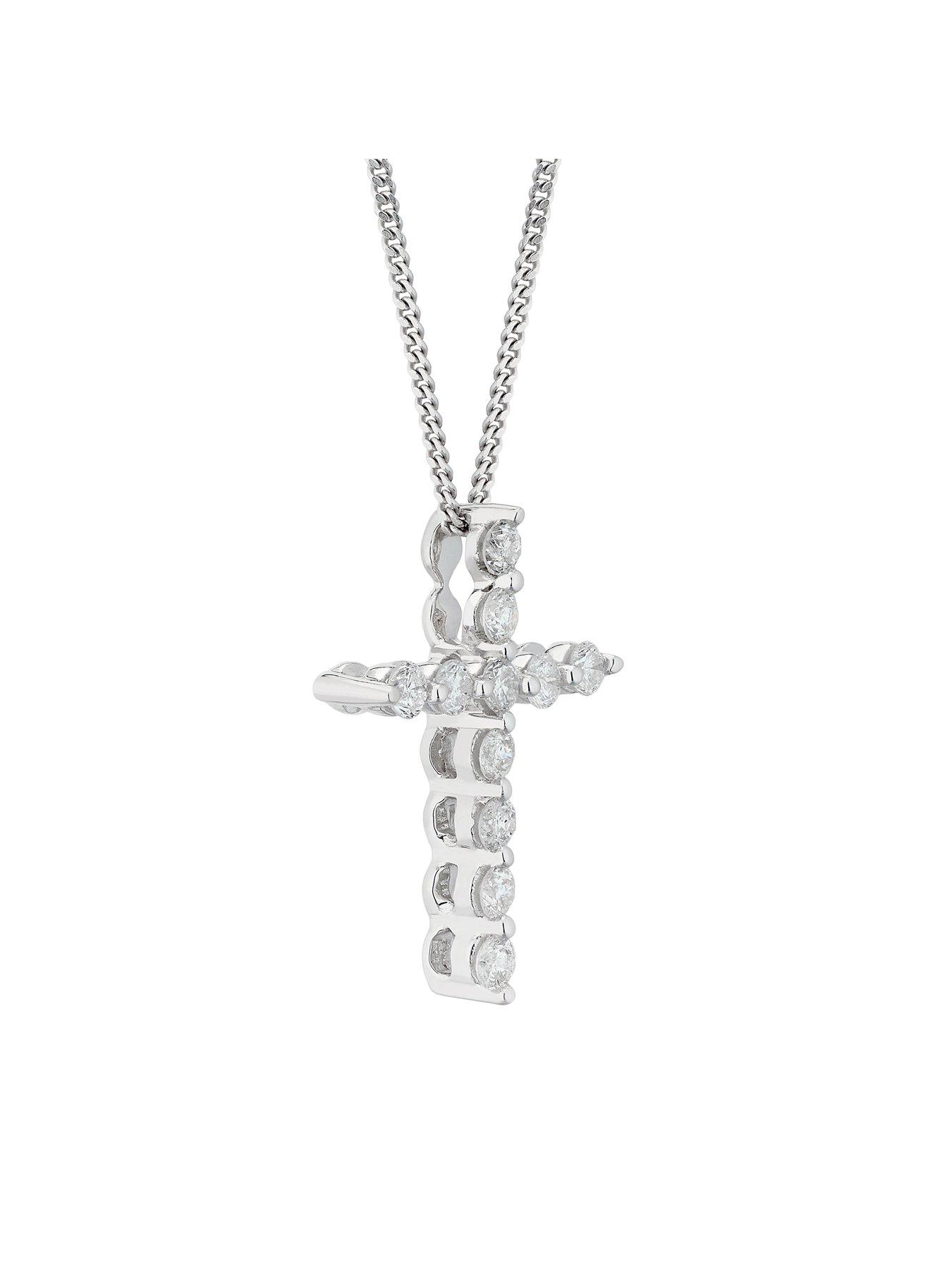 Image 2 of 2 of Ernest Jones 9ct White Gold 0.15ct Diamond Cross Pendant