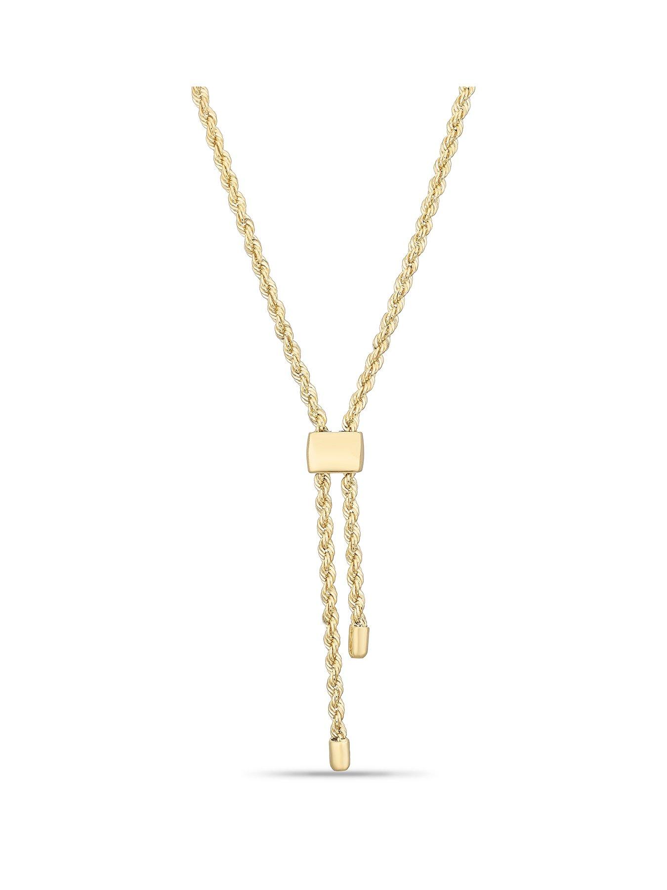 Image 1 of 3 of Ernest Jones 9ct Yellow Gold Strand Rope Bolo Chain Necklace