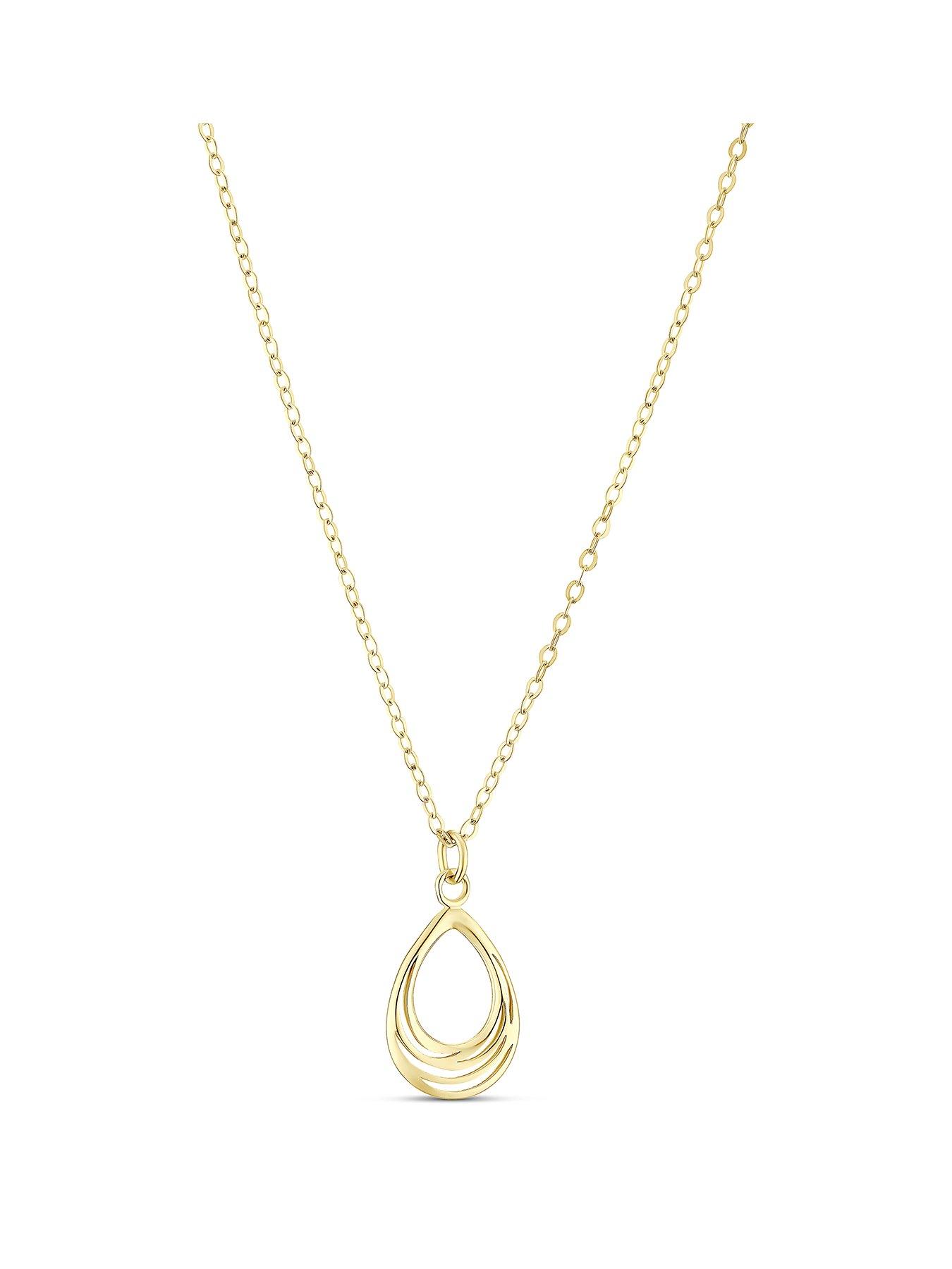Image 1 of 3 of Ernest Jones 9ct Yellow Gold Polished Open Teardrop Pendant