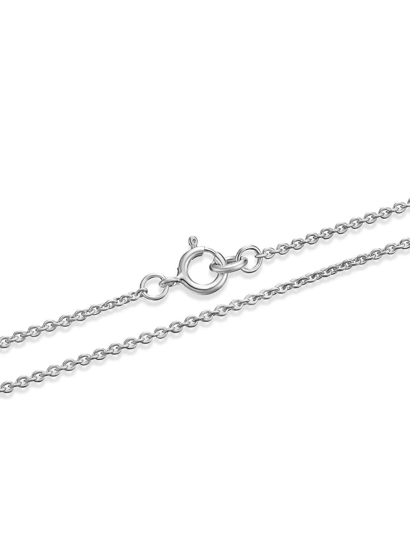 Image 3 of 3 of Ernest Jones Sterling Silver Cultured Freshwater Pearl Cubic Zirconia Trilogy Necklace