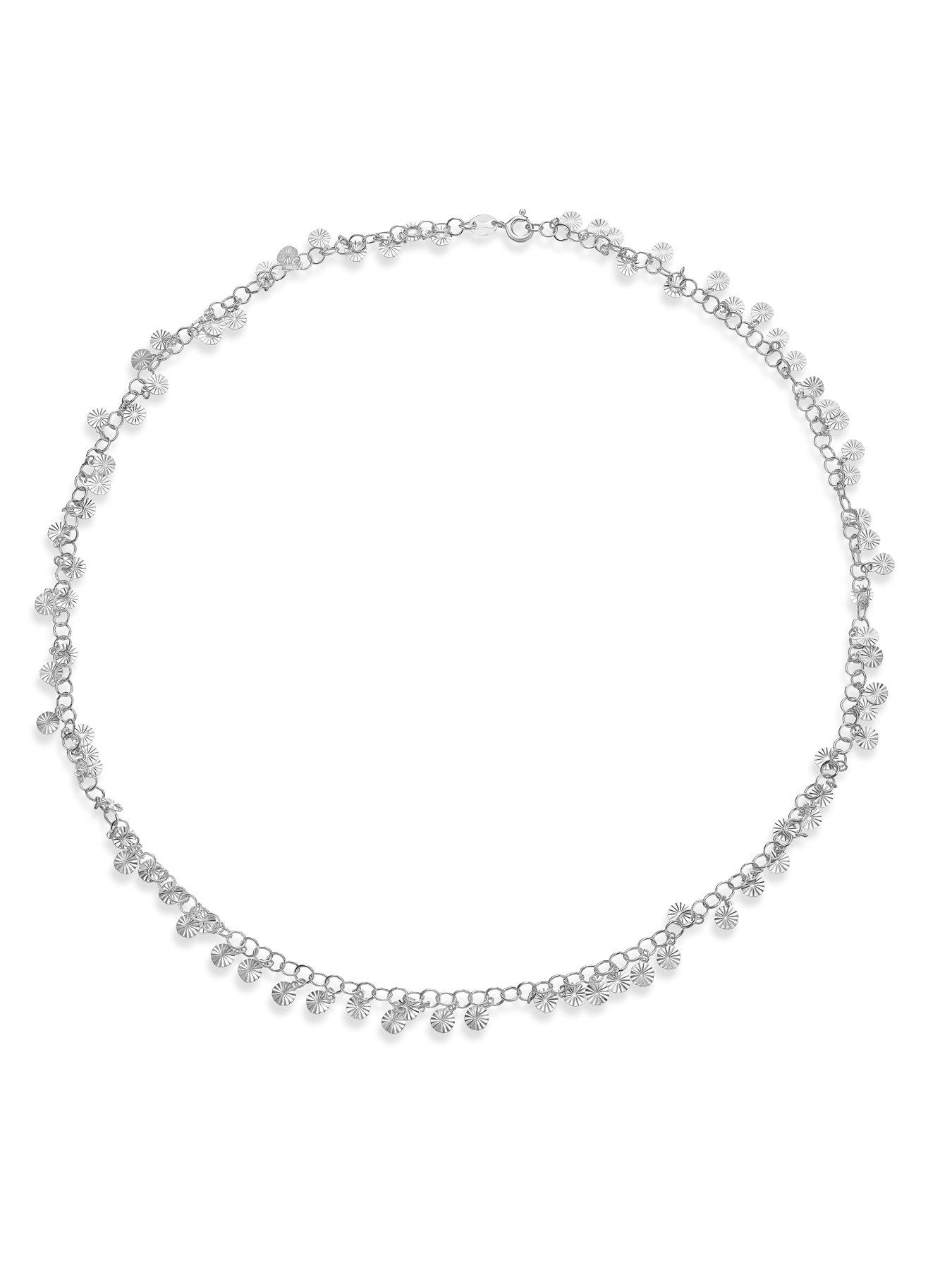Image 2 of 3 of Ernest Jones Sterling Silver 18" Diamond Cut Disc Necklace