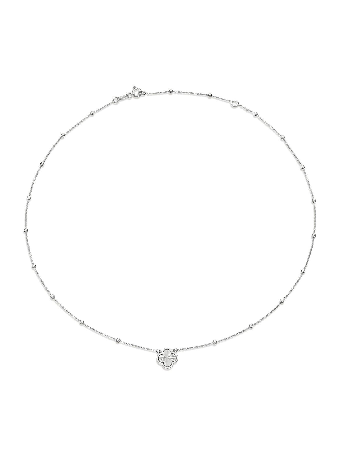 Image 2 of 3 of Ernest Jones Sterling Silver Diamond Cut Clover Satellite Belcher Chain Necklace