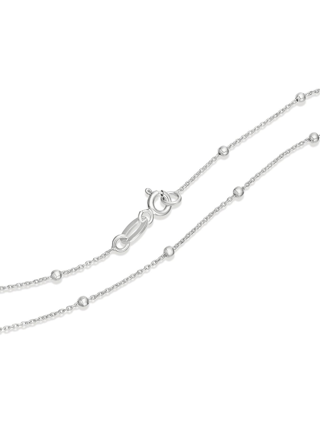 Image 3 of 3 of Ernest Jones Sterling Silver Diamond Cut Clover Satellite Belcher Chain Necklace
